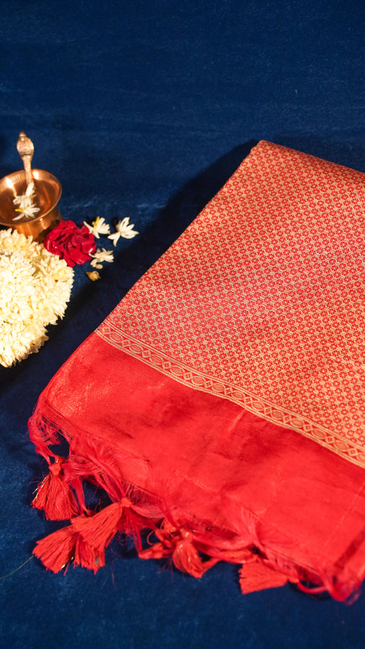 "UTSAV BANARAS 128" Banarasi Red Rangkaat Silk Saree