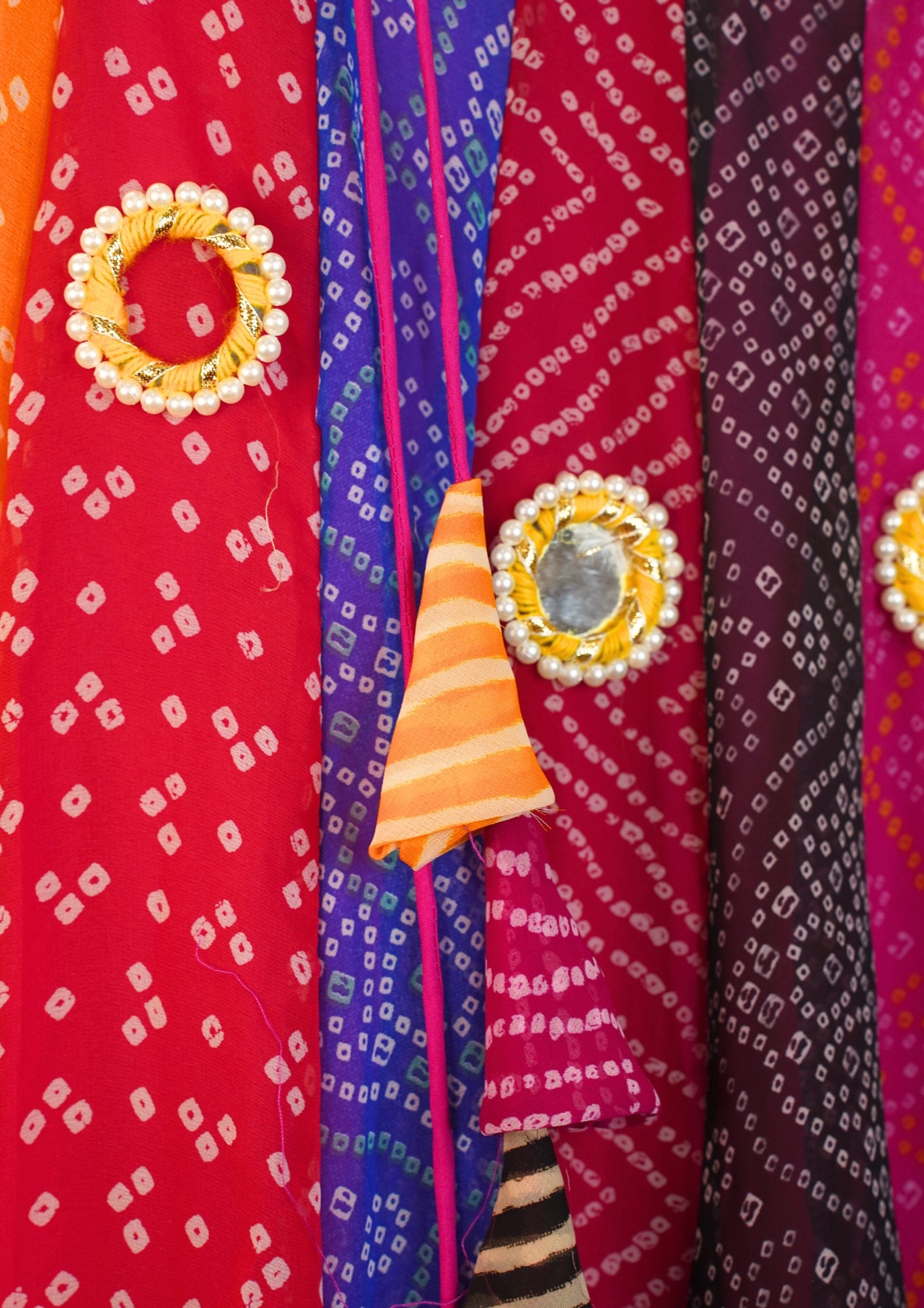 "MANSI 046" Banarasi Georgette Skirt with Bandhani Print & Mirror Work Detailing