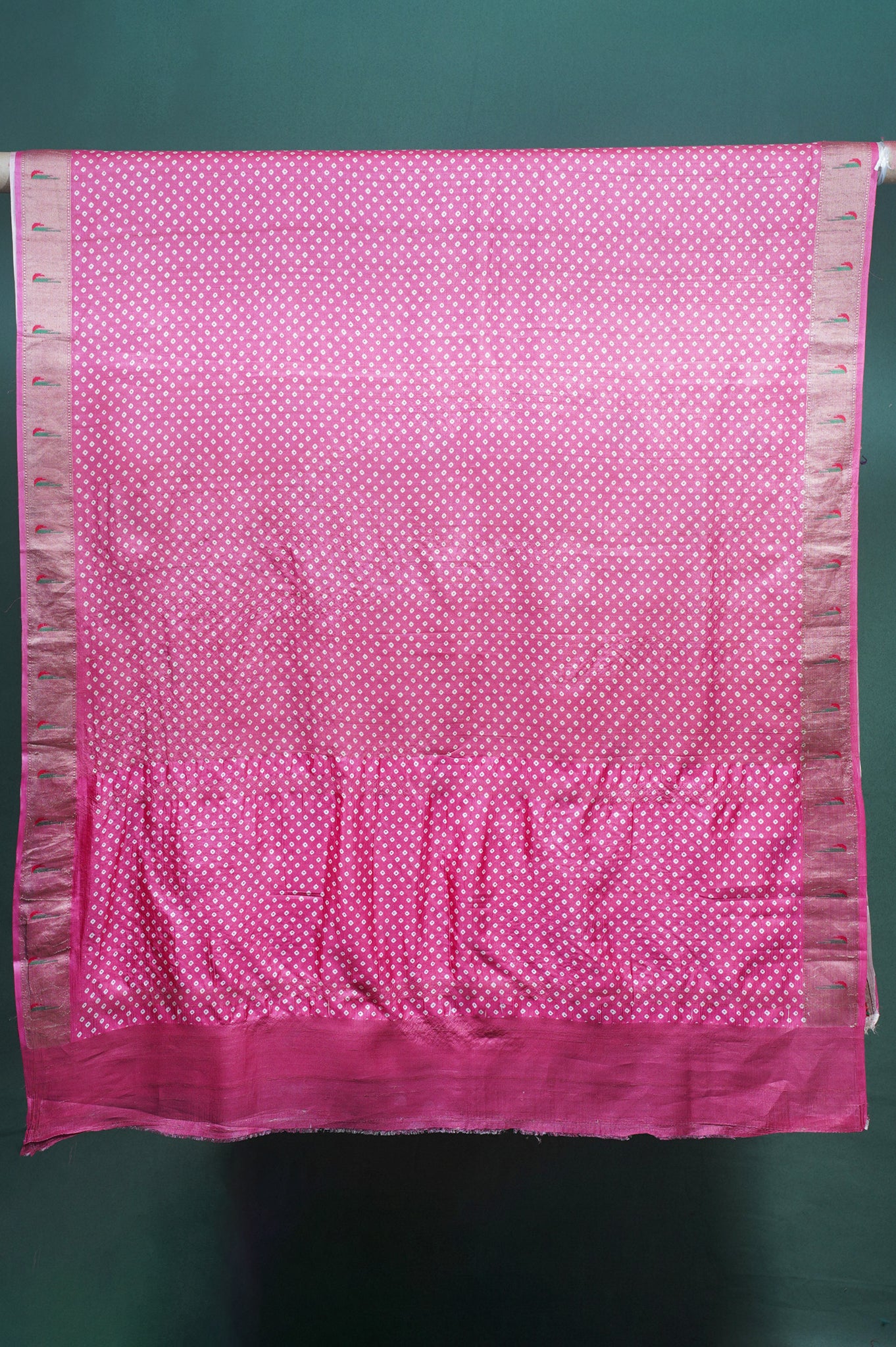 "Founder Choice 023" Banarasi Radiant Rani Pink Paithani Pure Silk Saree With Bandhani Design