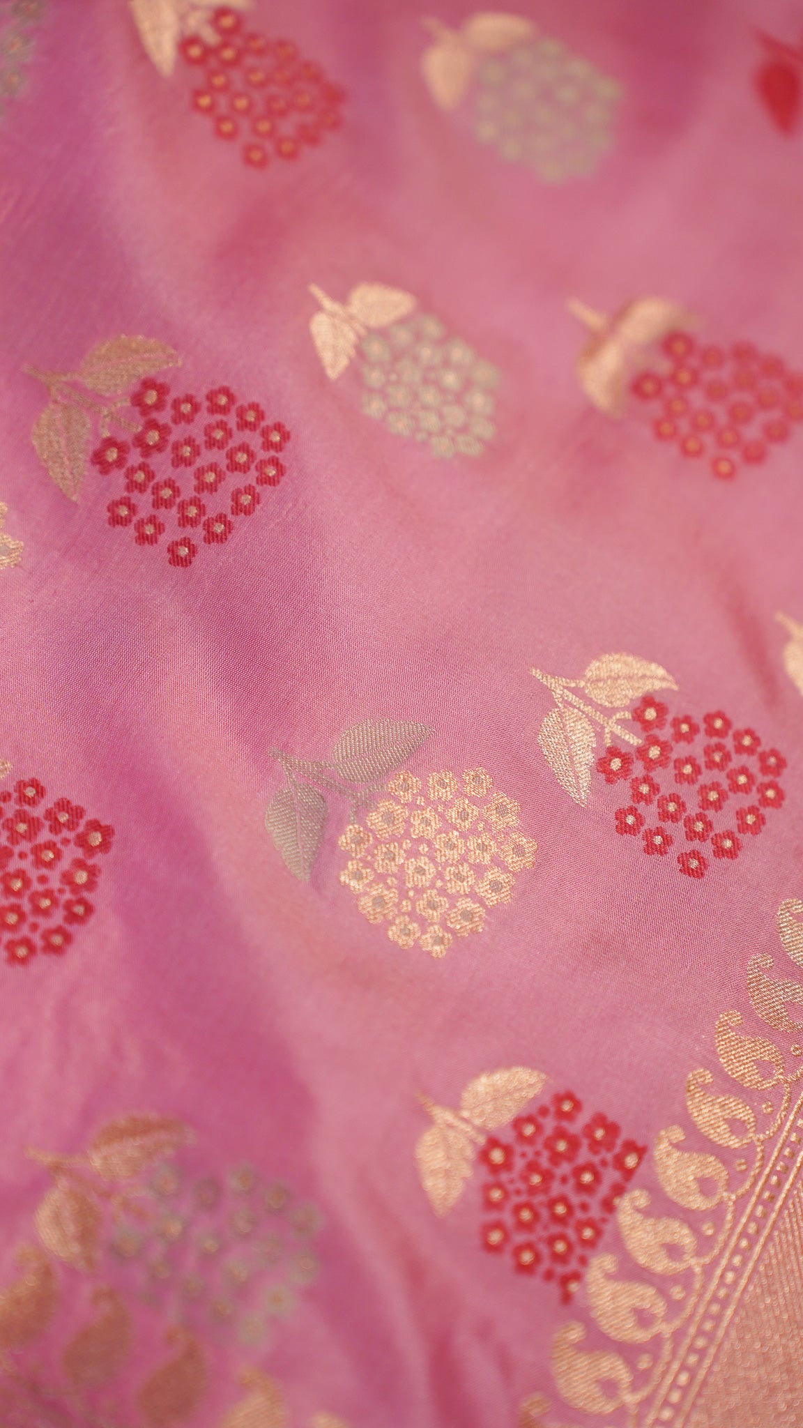 "Maya" Banarasi Pure Katan Kadwa Handloom Saree with Resham Floral and Meenakari Work