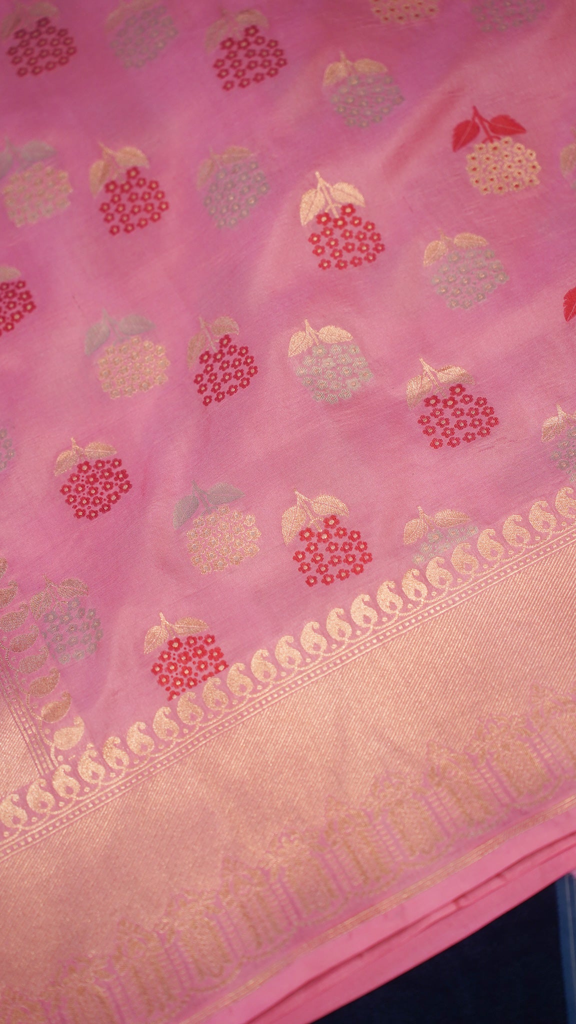 "Maya" Banarasi Pure Katan Kadwa Handloom Saree with Resham Floral and Meenakari Work