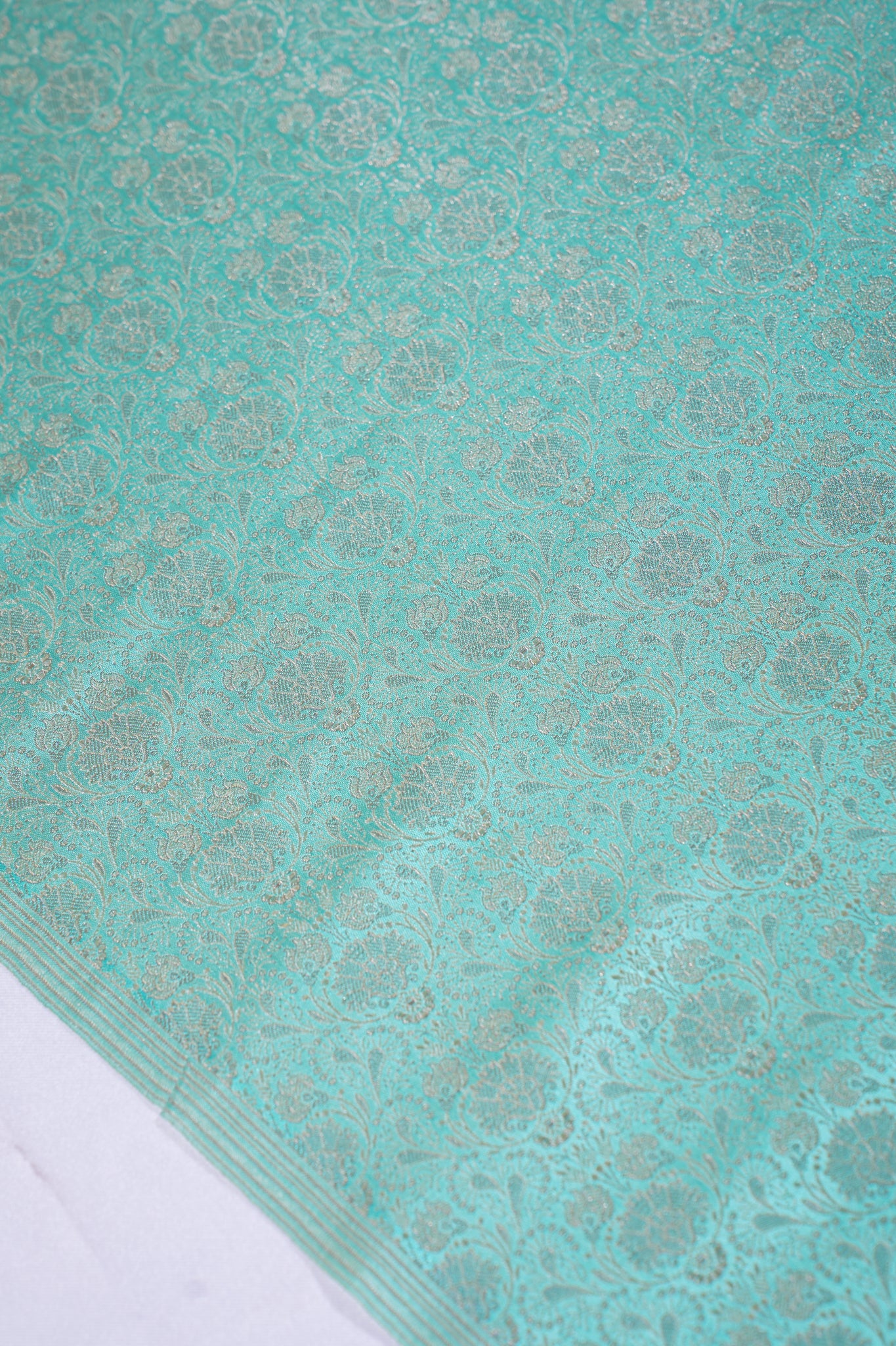"MCF 23" Banarasi Sky Blue Handloom Tanchui Alfi Jaal Febric