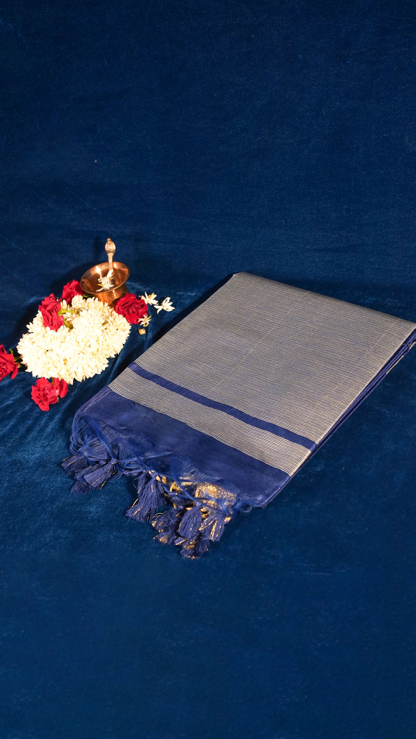 "UTSAV BANARAS 123" Banarasi Blue Raw Chanderi Buti Silk Saree