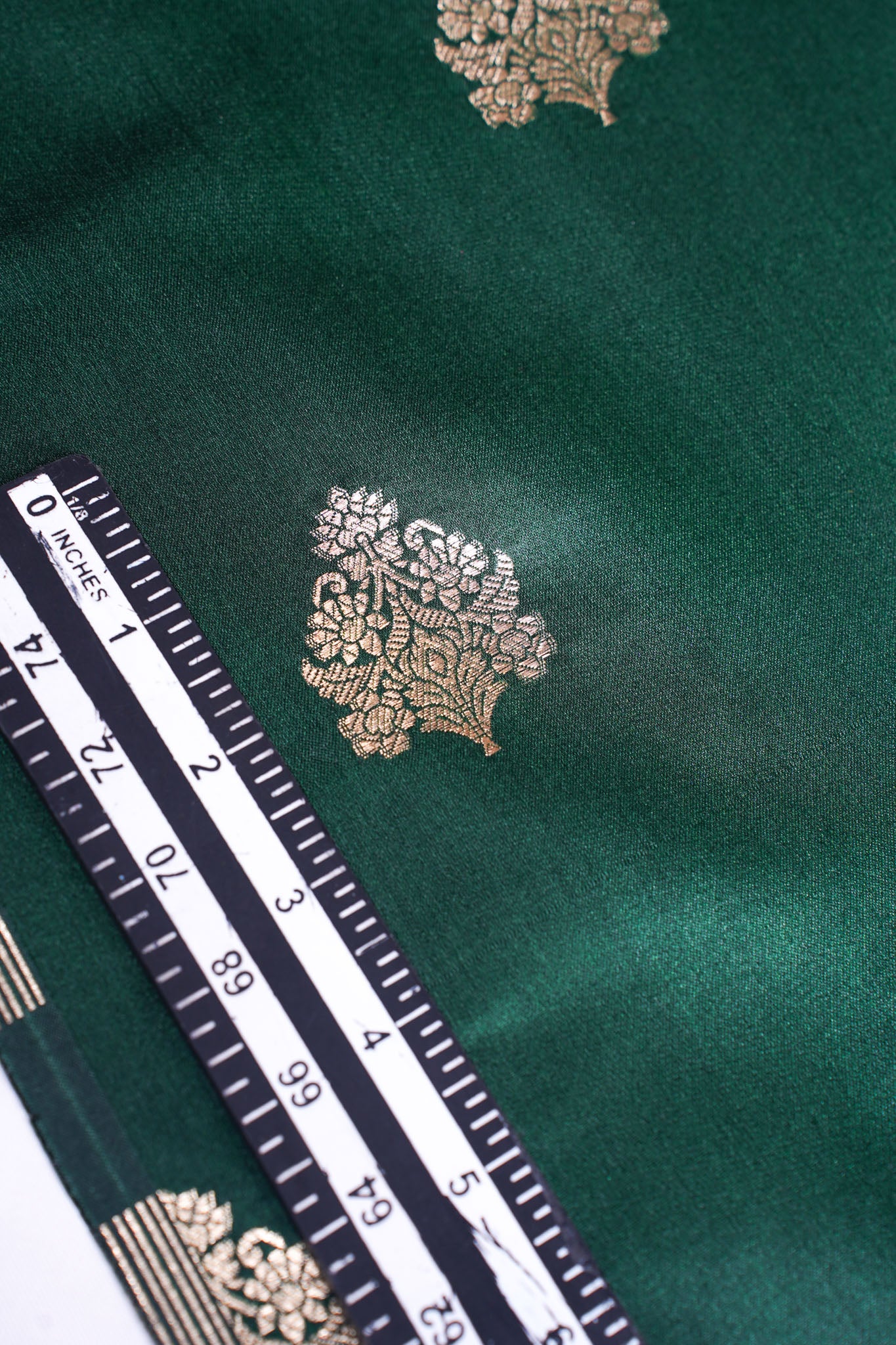 "MCF 7" Banarasi Handwoven Rama Green Brocade Buta Fabric