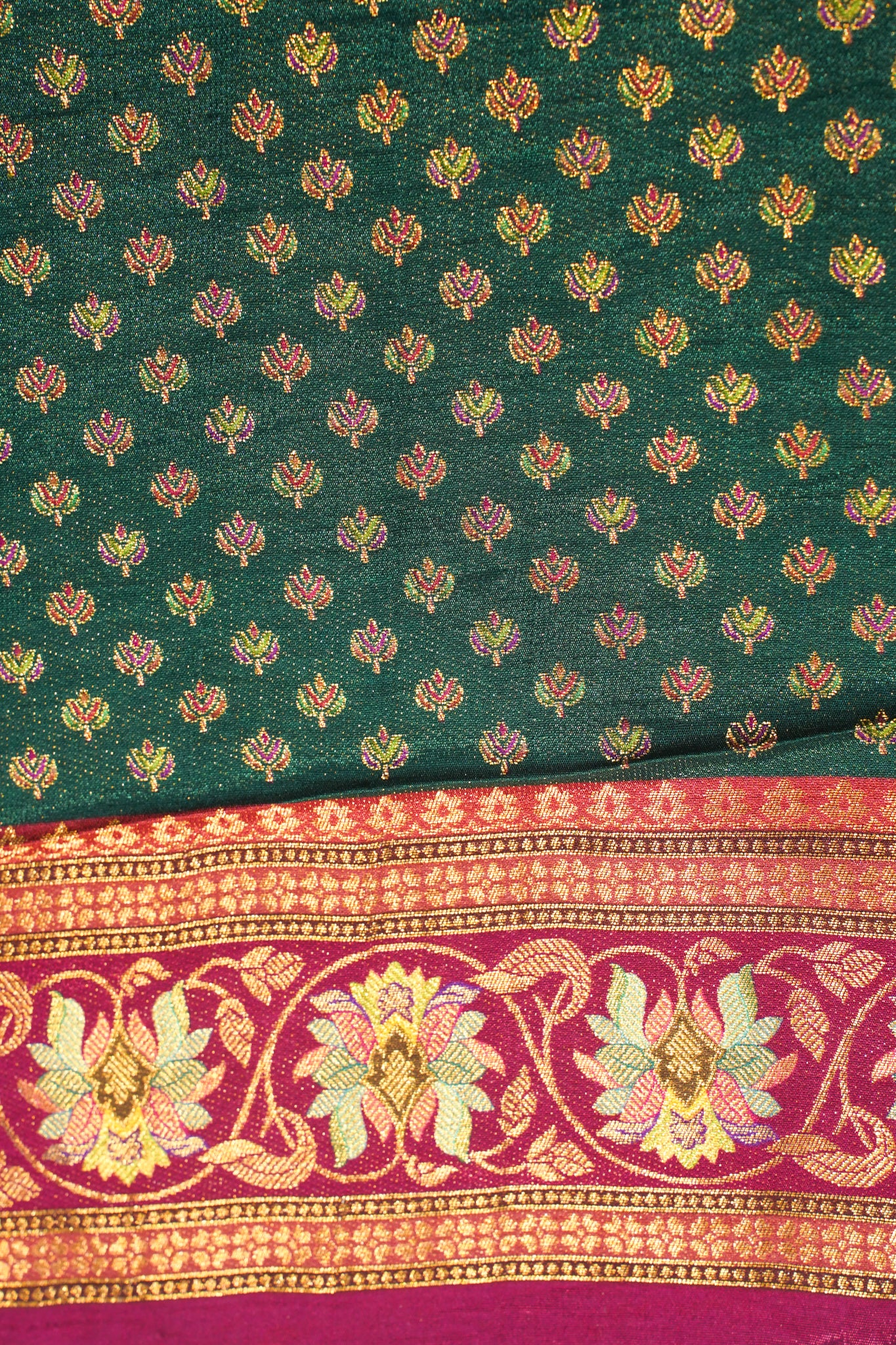 "Waah Banaras 086" Banarasi Meenakari Pashmina Silk Saree with Peacock & Royal Motifs