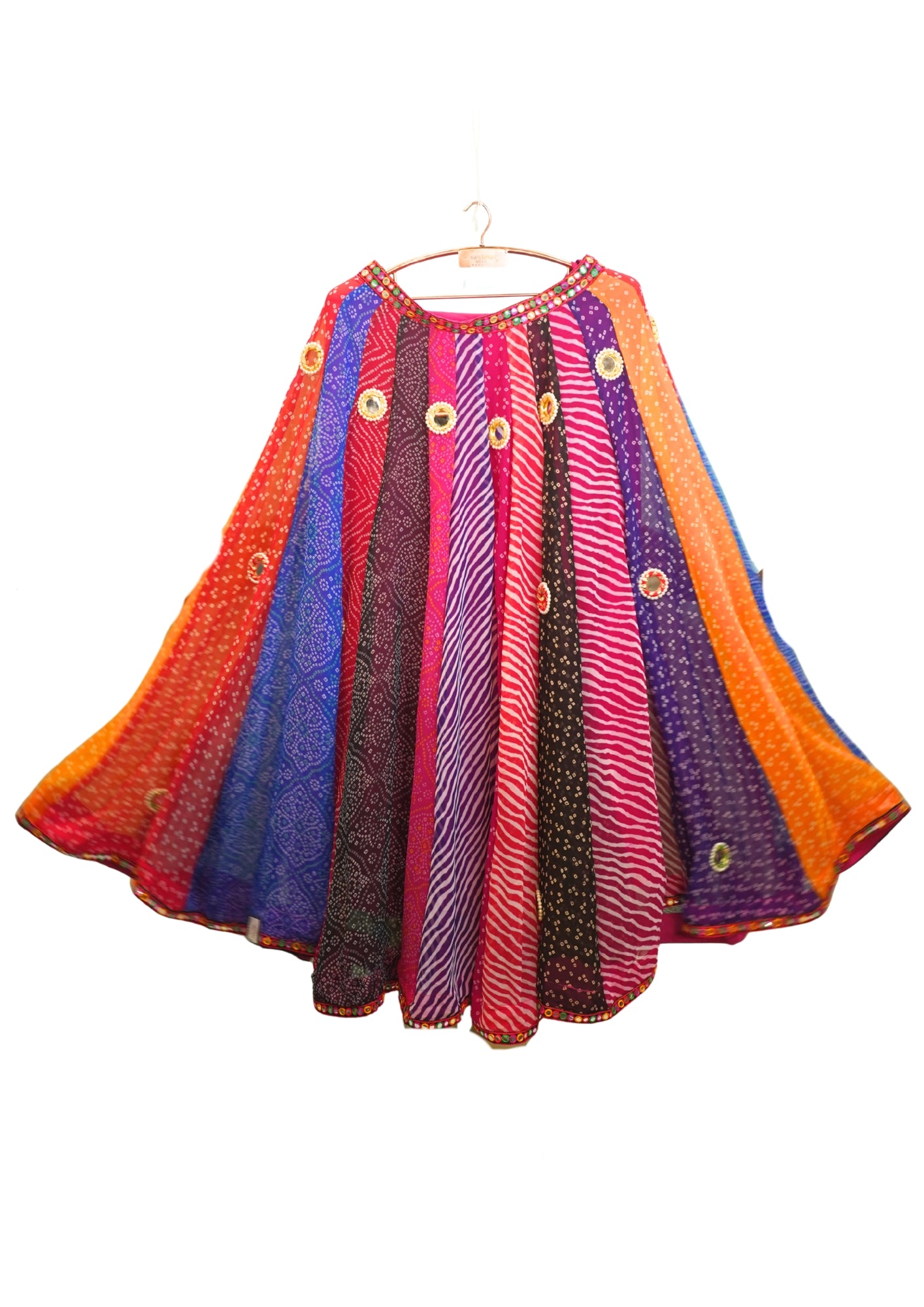 "MANSI 046" Banarasi Georgette Skirt with Bandhani Print & Mirror Work Detailing