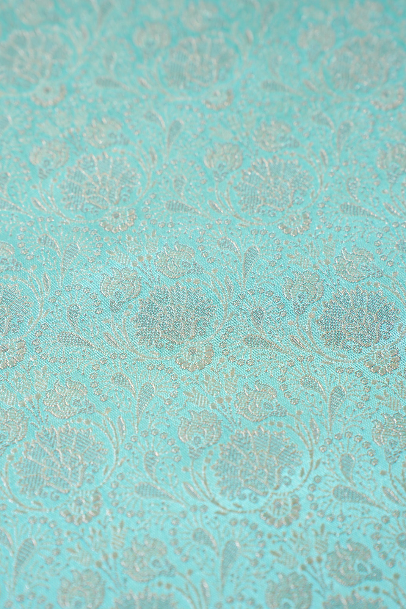 "MCF 23" Banarasi Sky Blue Handloom Tanchui Alfi Jaal Febric