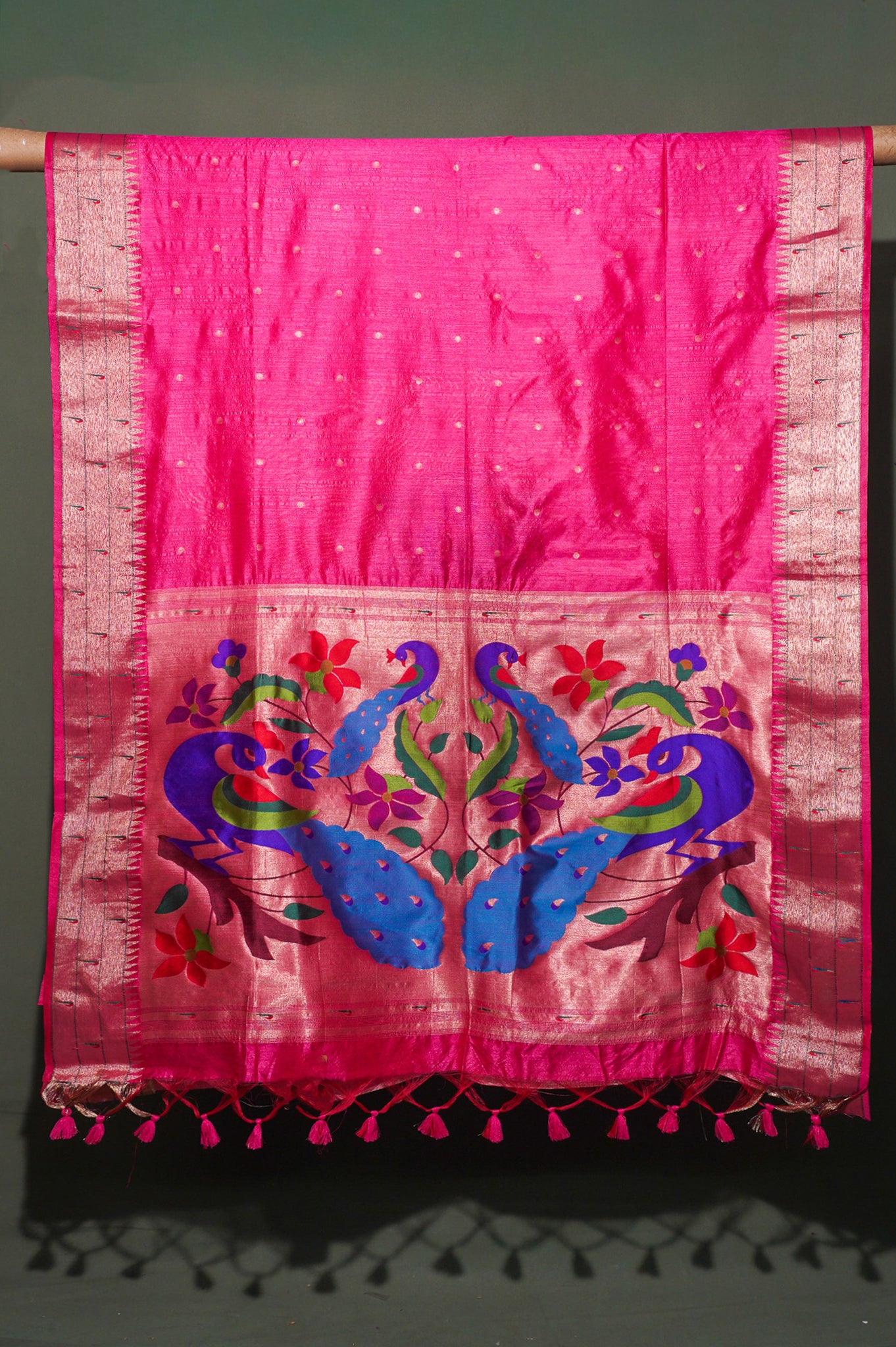 UTSAV BANARAS 295: Banarasi Hot Pink Peacock Paithani Saree Royal Grace Woven in Tradition