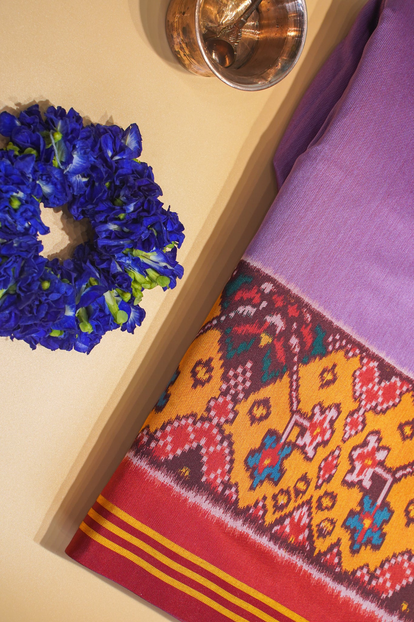 "UTSAV BANARAS 183" Banarasi Elegant Purple Silk Saree With Traditional Ikat Inspired Border