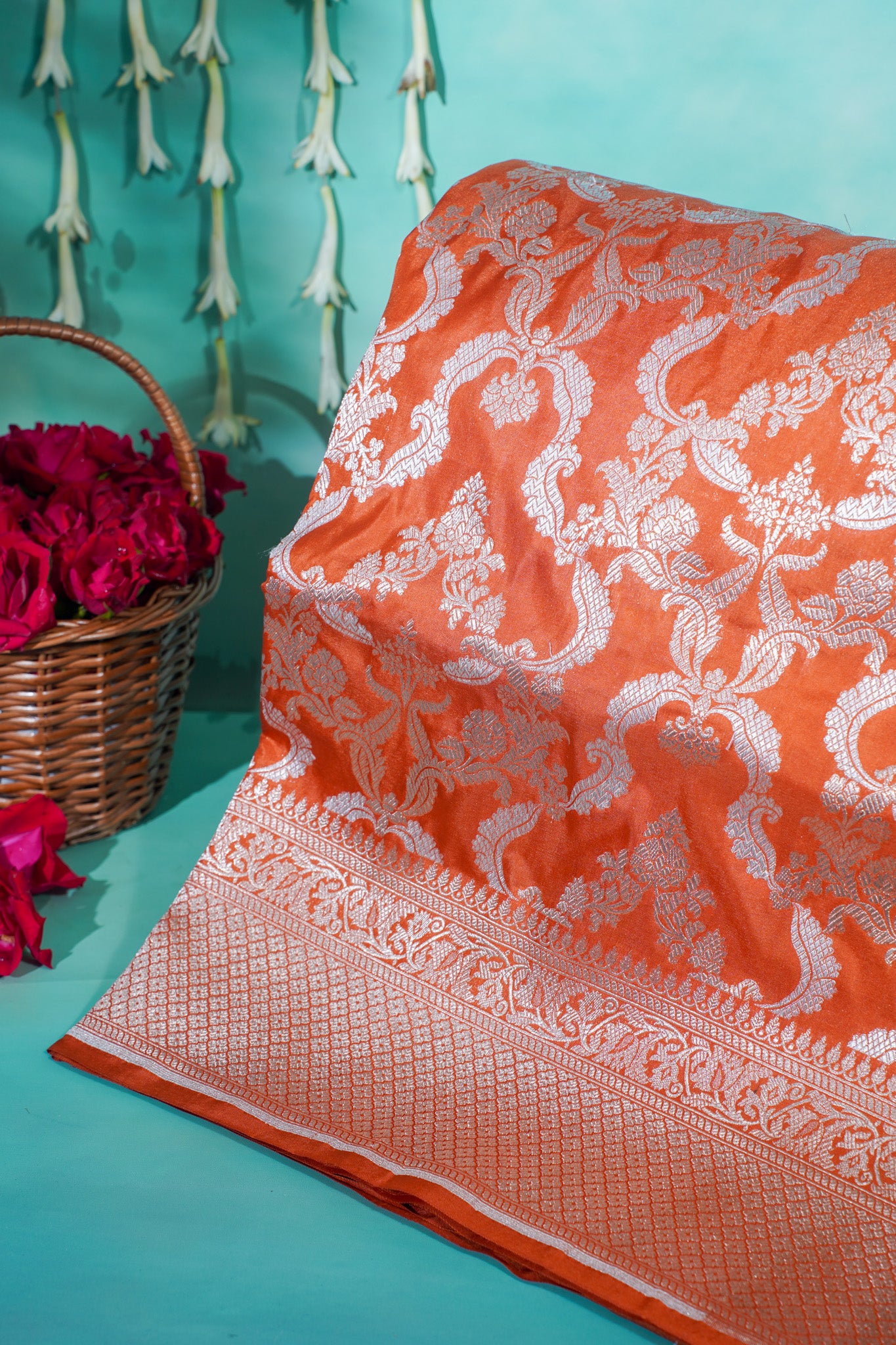 "VIRASAT 103" Dark Pink Pure Kadwa Jaal Banarasi Handloom Saree