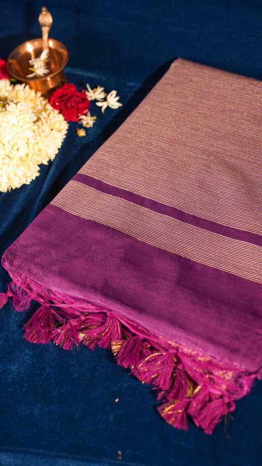 "UTSAV BANARAS 120" Banarasi Purple Raw Chanderi Buti Silk Saree