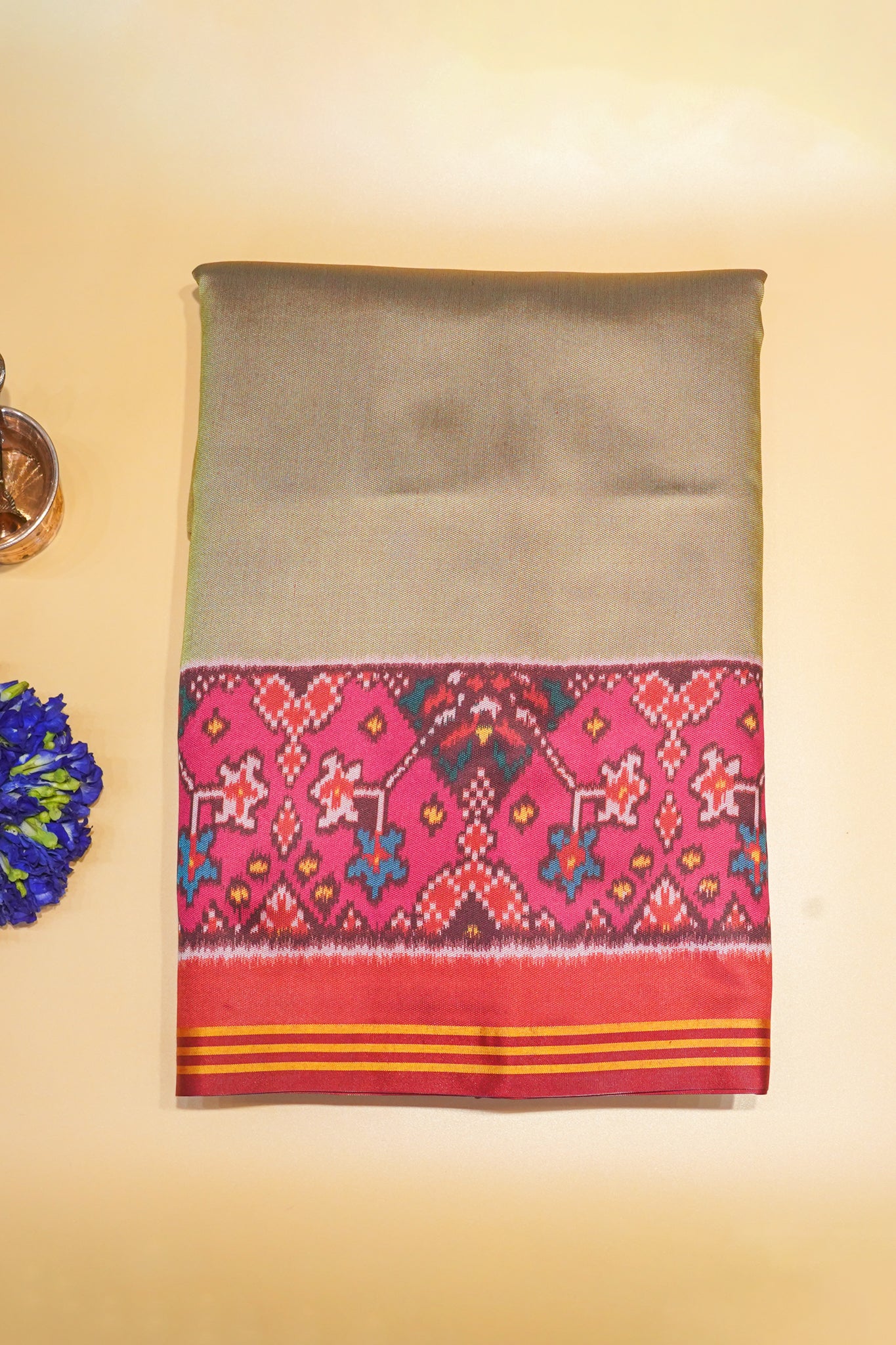 "UTSAV BANARAS 182" Banarasi Olive Green Ikat Silk Saree