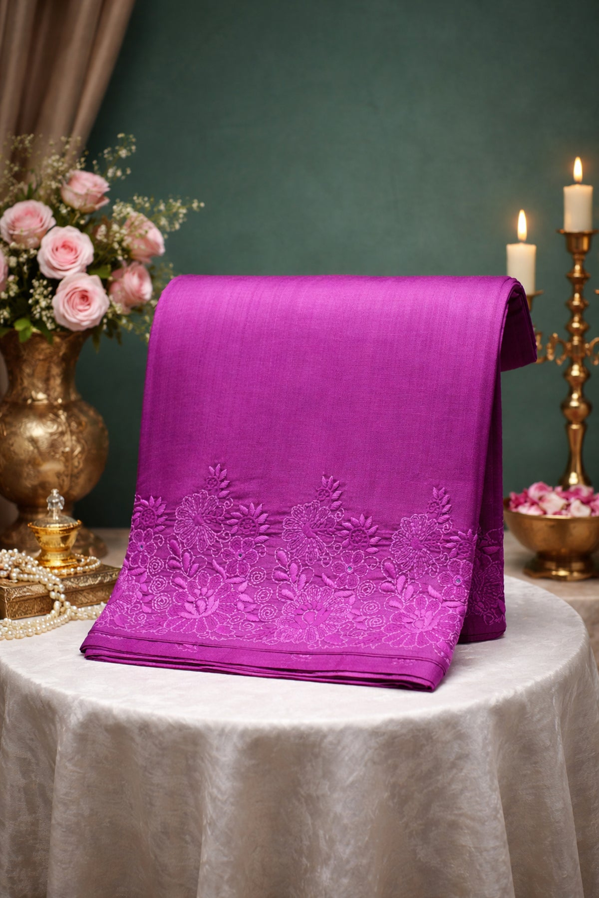 "Founder Choice 007" Banarasi Elegant Magenta Pure Silk Saree With Resham & Zari Butis