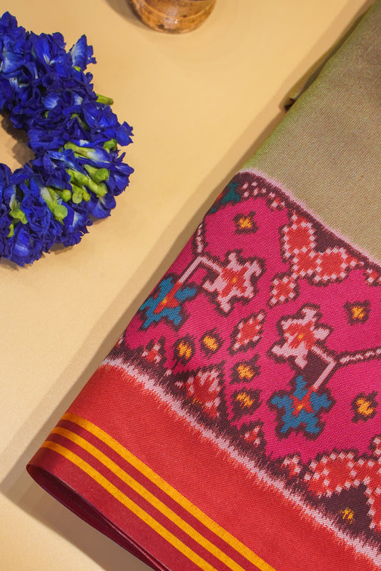 "UTSAV BANARAS 182" Banarasi Olive Green Ikat Silk Saree