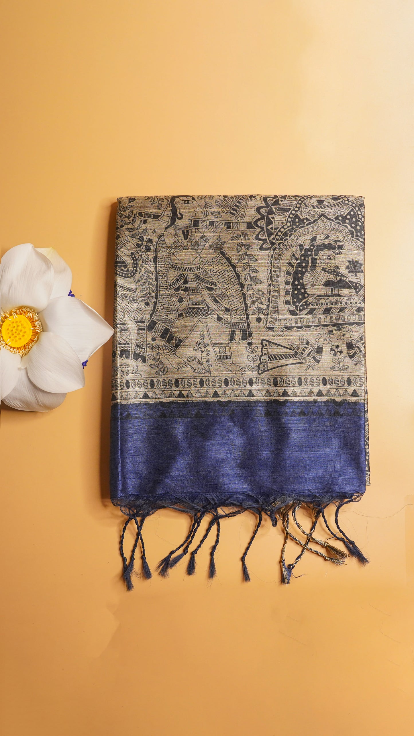 "UTSAV BANARAS 115" Banarasi Dark Blue Madhubani Silk Saree
