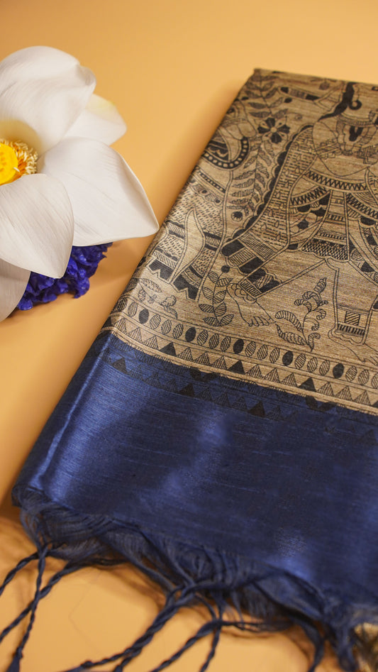 "UTSAV BANARAS 115" Banarasi Dark Blue Madhubani Silk Saree