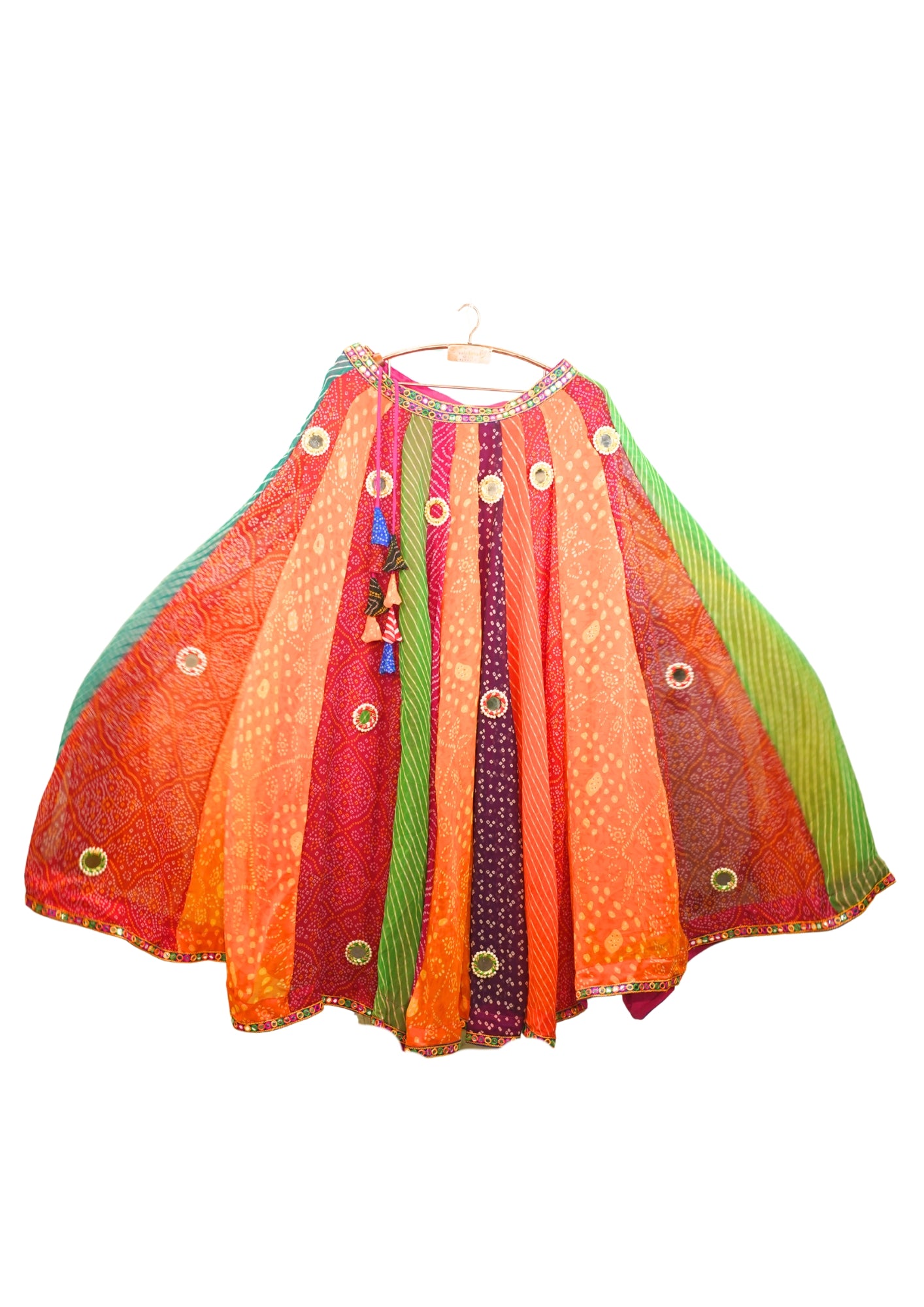 "MANSI 048" Banarasi Georgette Skirt with Bandhani Print & Mirror Work Detailing