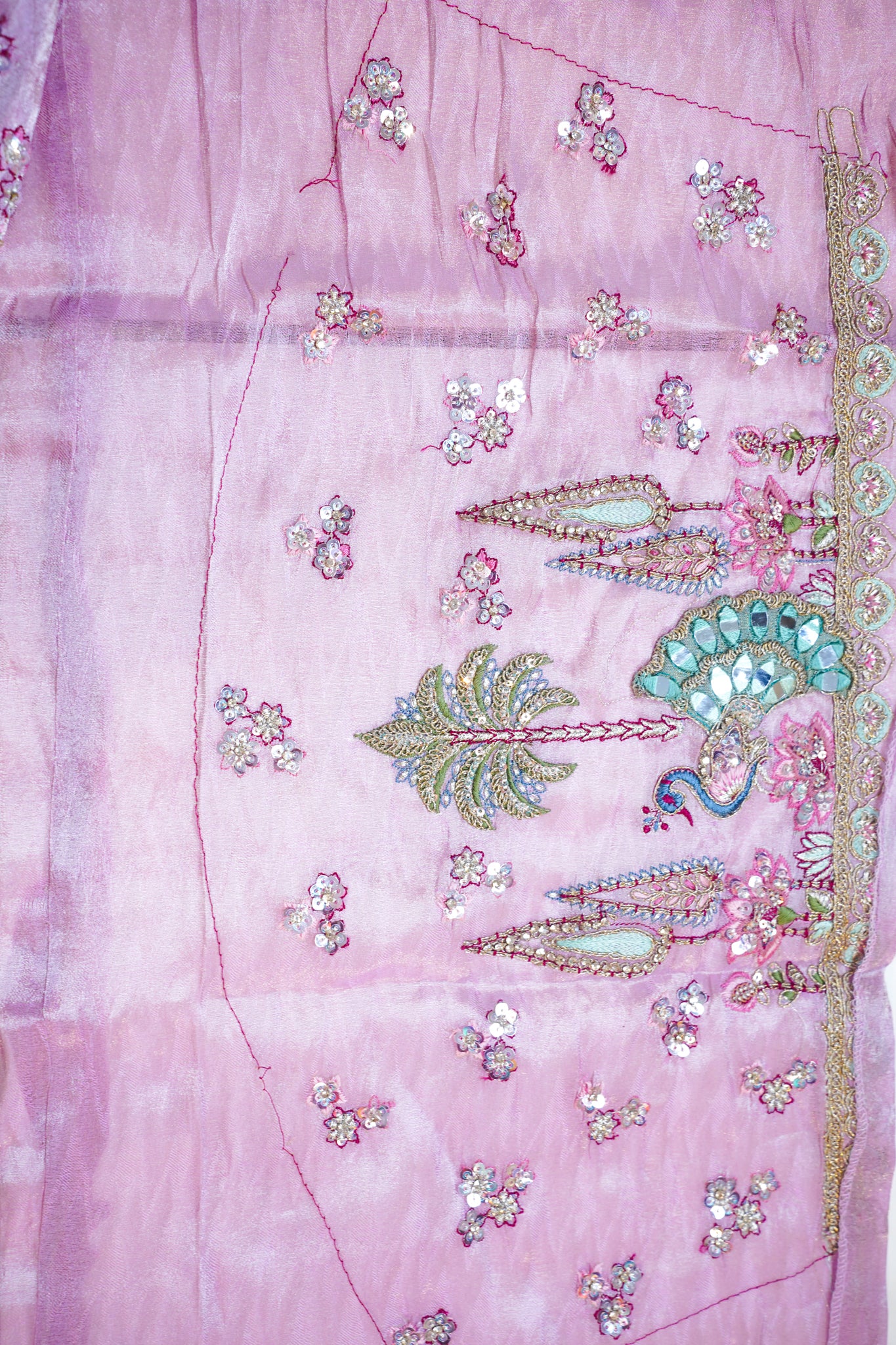 "MANSI 044" Banarasi Tissue Silk Lehenga With AD Stone Work & Cutwork Border