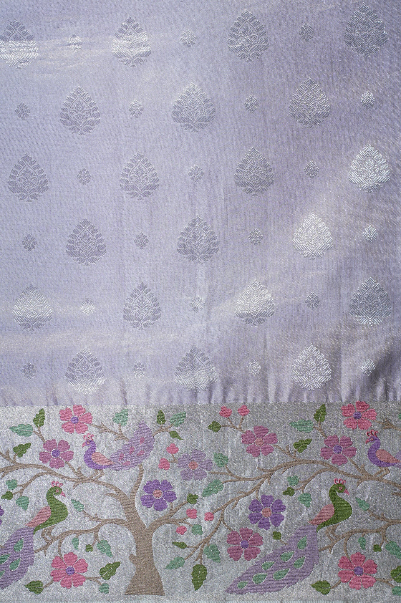 "Founder Choice 001" Banarasi Masterpiece Designer Pastel Pure Silk Saree with Tree of Life Motif