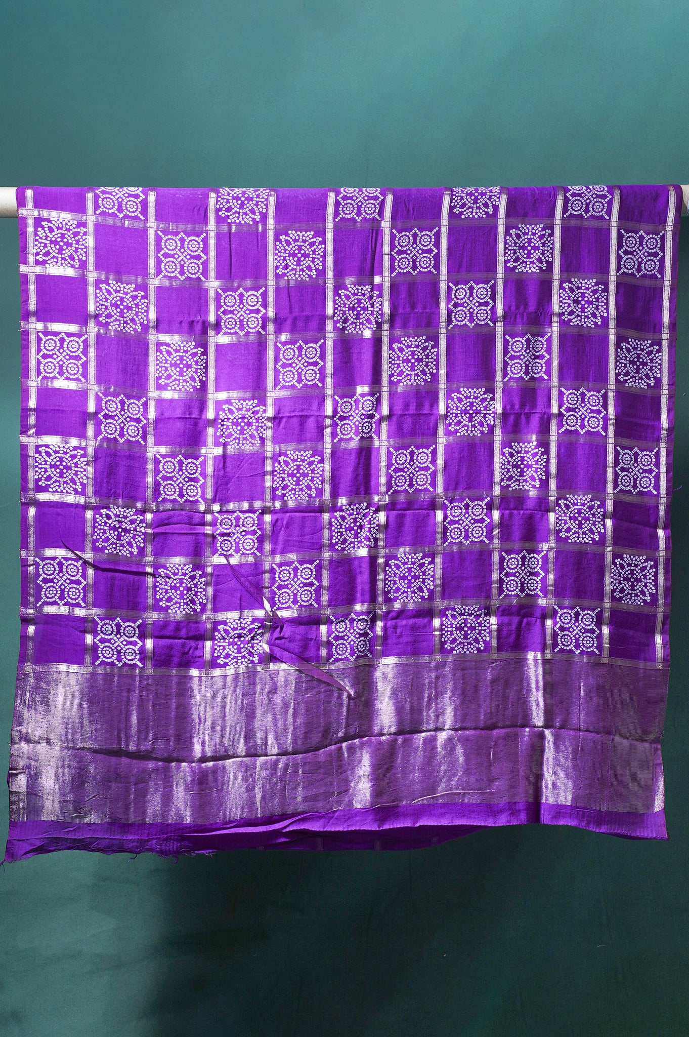 UTSAV BANARAS 368: Royal Purple Soft Silk Gharchola Pattern Saree with Zari Grid Work