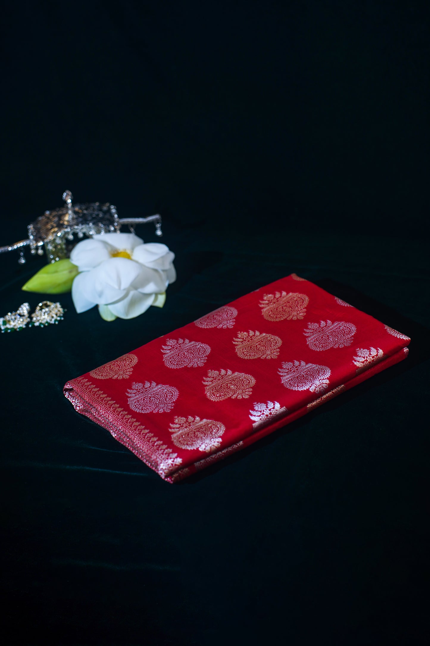 "VIRASAT 128" Red Pure Banarasi Silk Saree