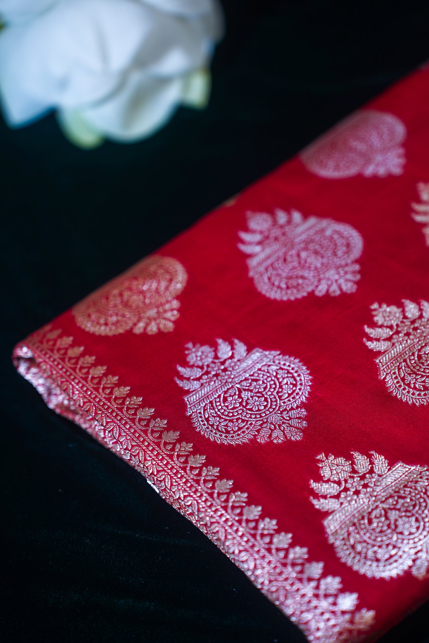 "VIRASAT 128" Red Pure Banarasi Silk Saree