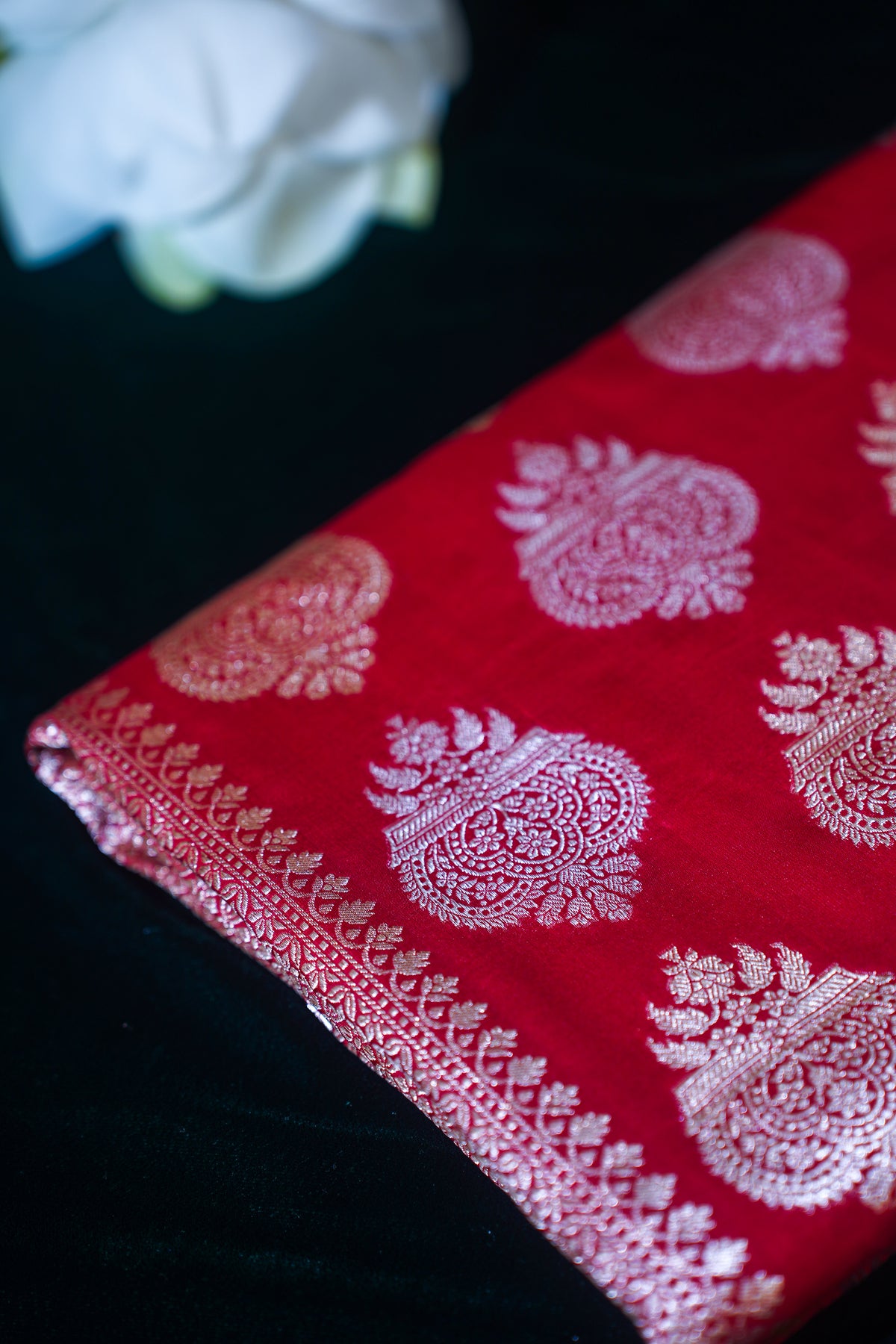 "VIRASAT 128" Red Pure Banarasi Katan Silk Saree