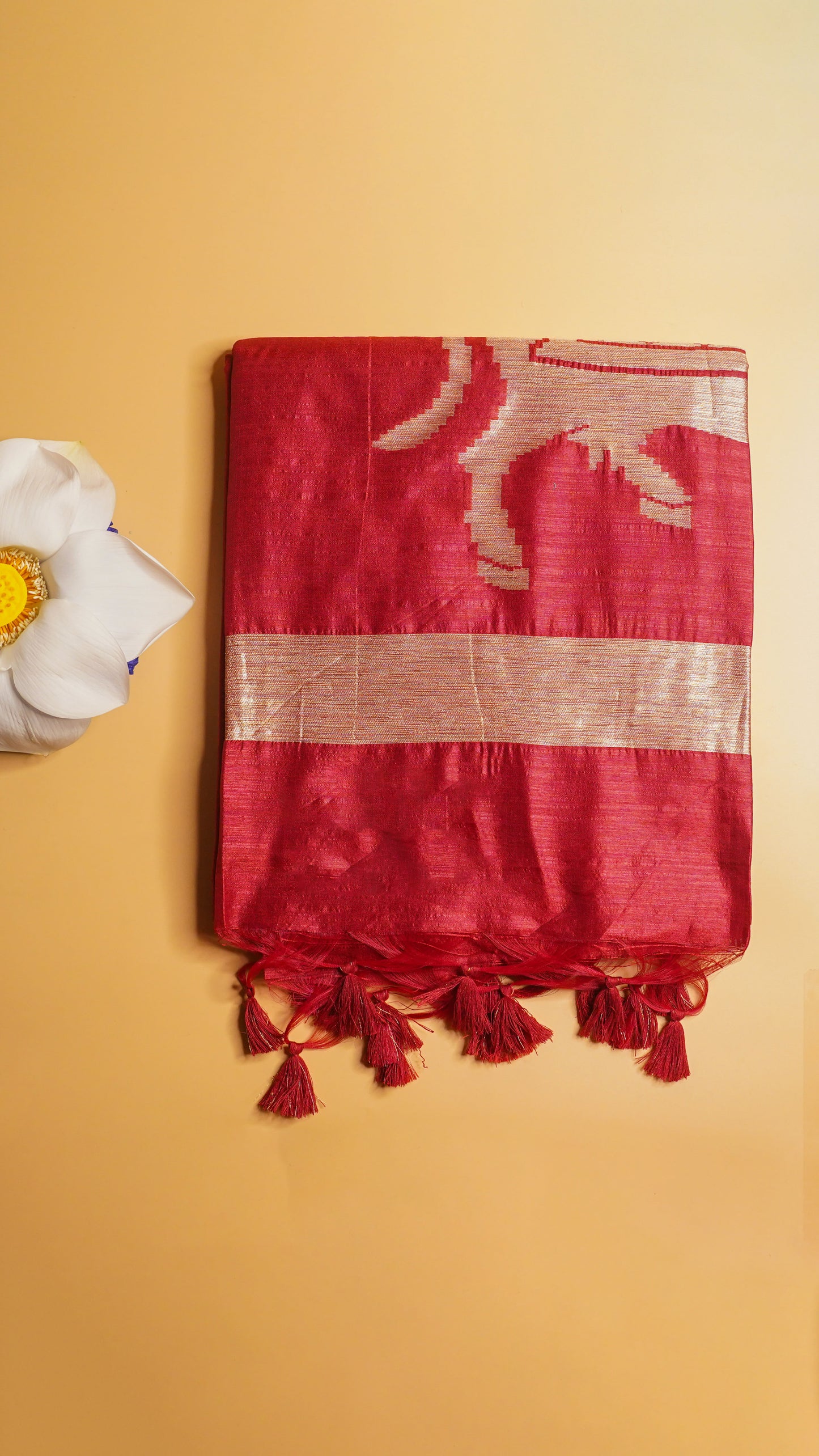 "UTSAV BANARAS 109" Banarasi Red Raw Silk With Nandi Border Saree