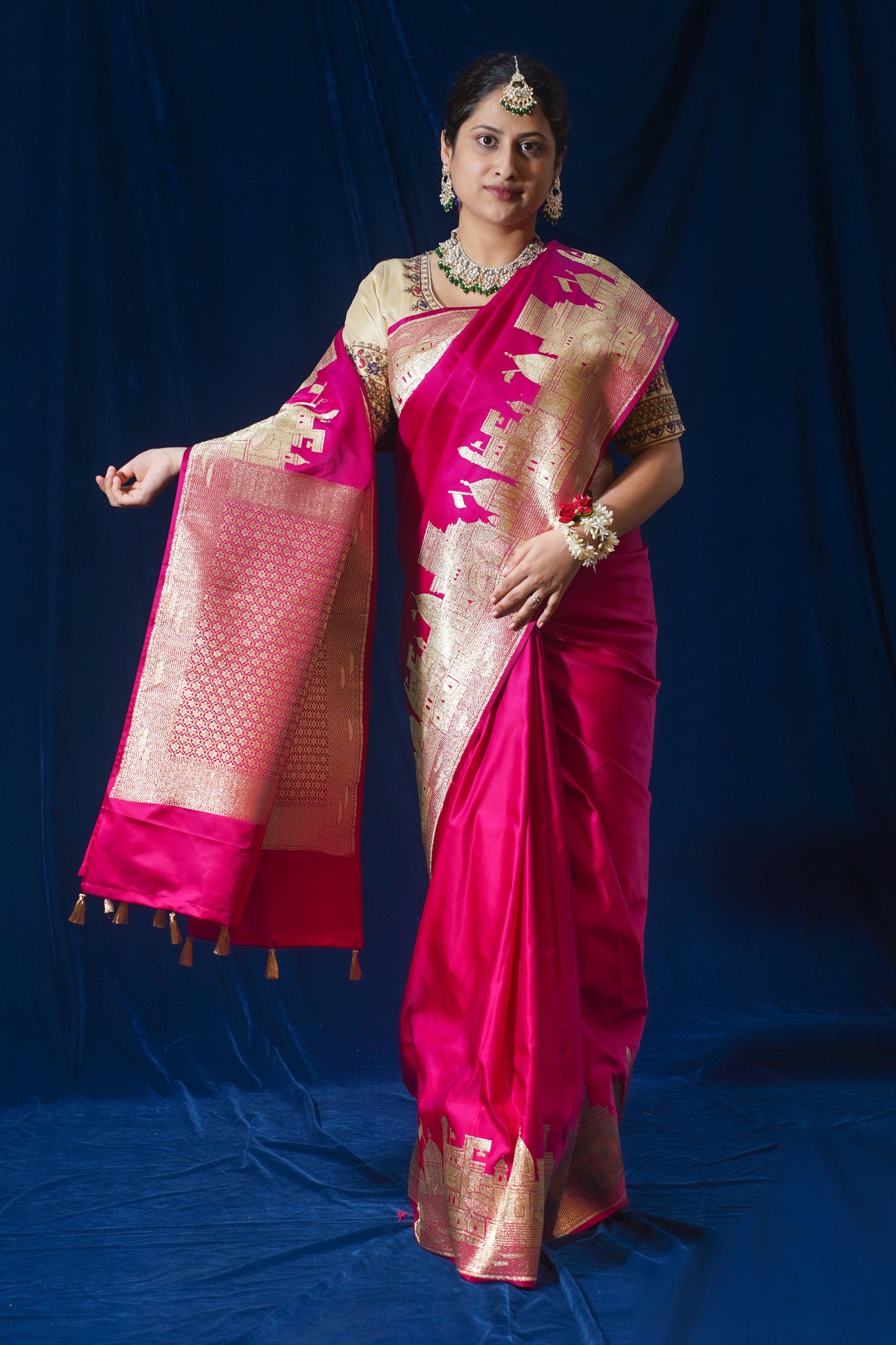 "WAAH BANARAS 14B" Pink Kashi Ghat Banarasi Masaru Silk Saree
