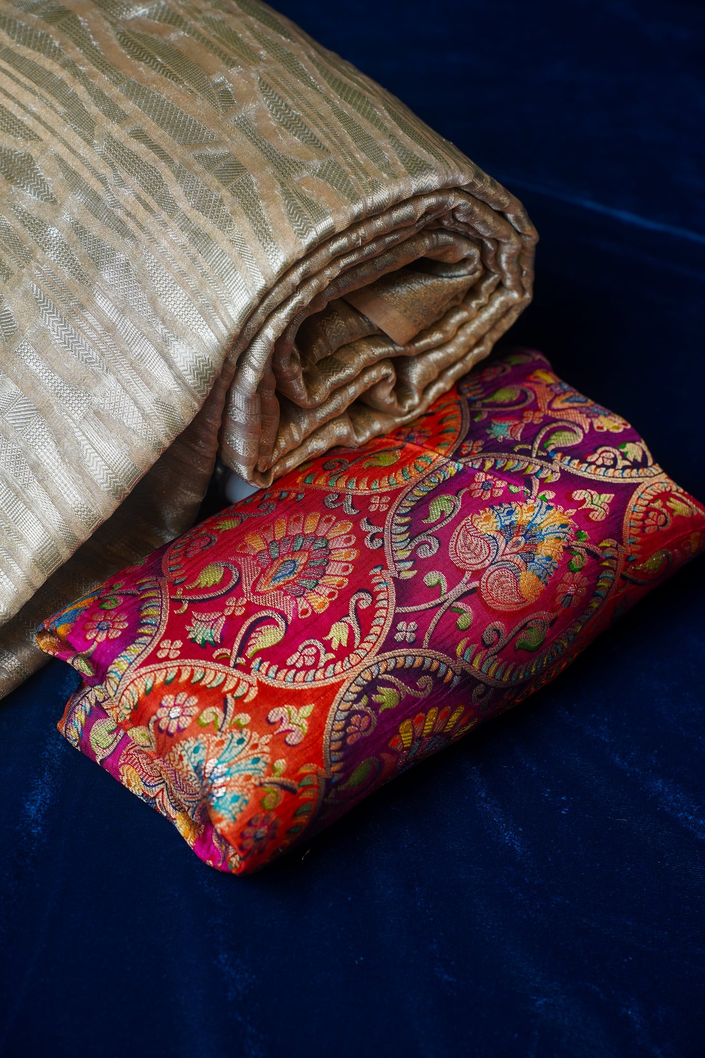 Rukmani Beige Pure Tissue Silk Banarasi Handloom Saree