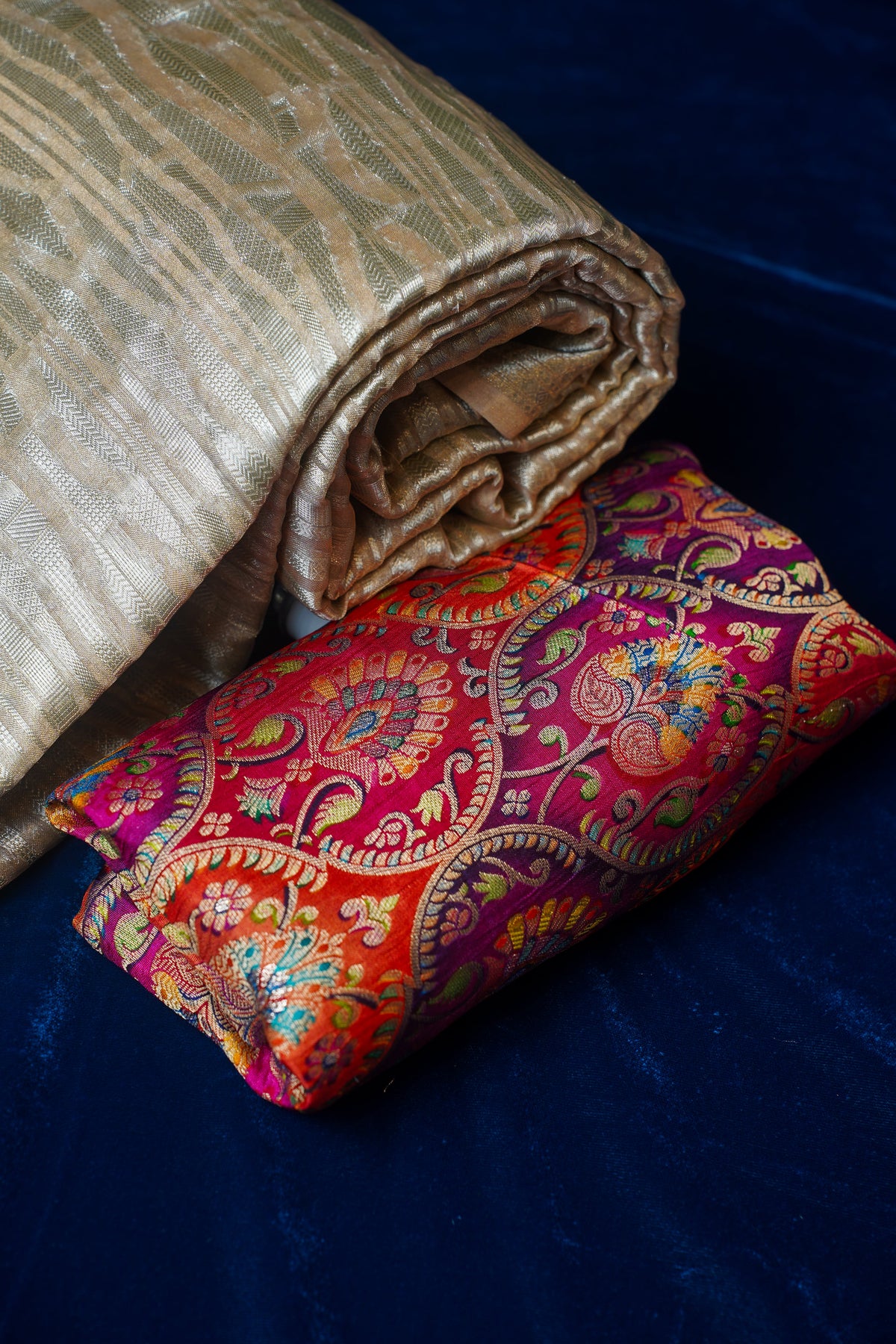 Rukmani Beige Pure Tissue Silk Banarasi Handloom Saree