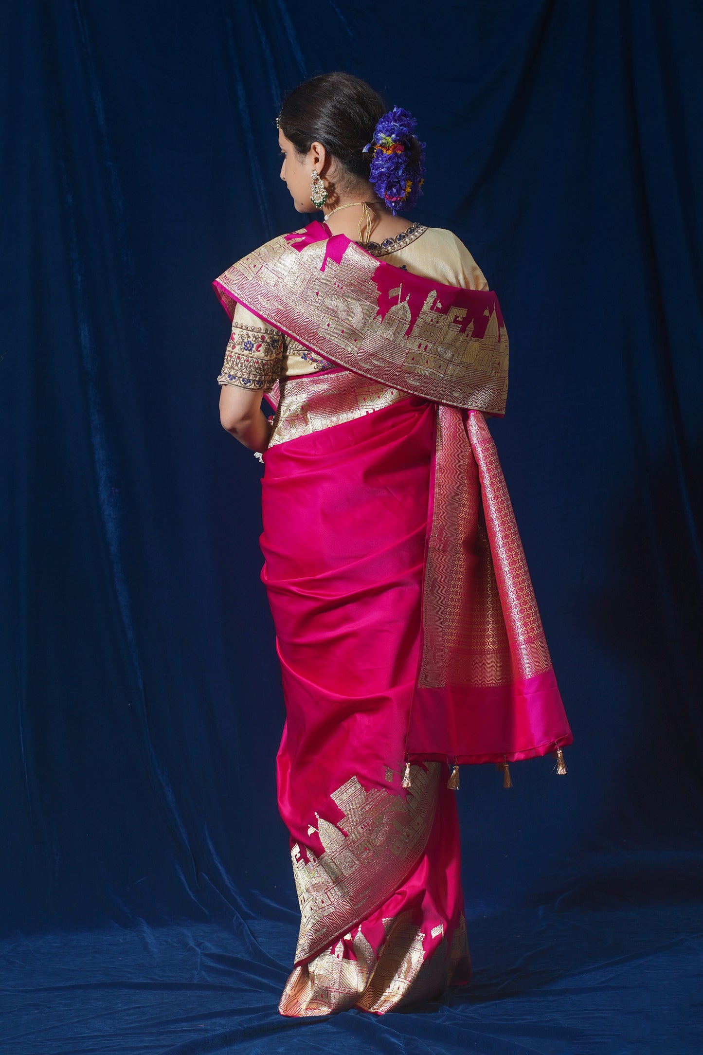 "WAAH BANARAS 14B" Pink Kashi Ghat Banarasi Masaru Silk Saree