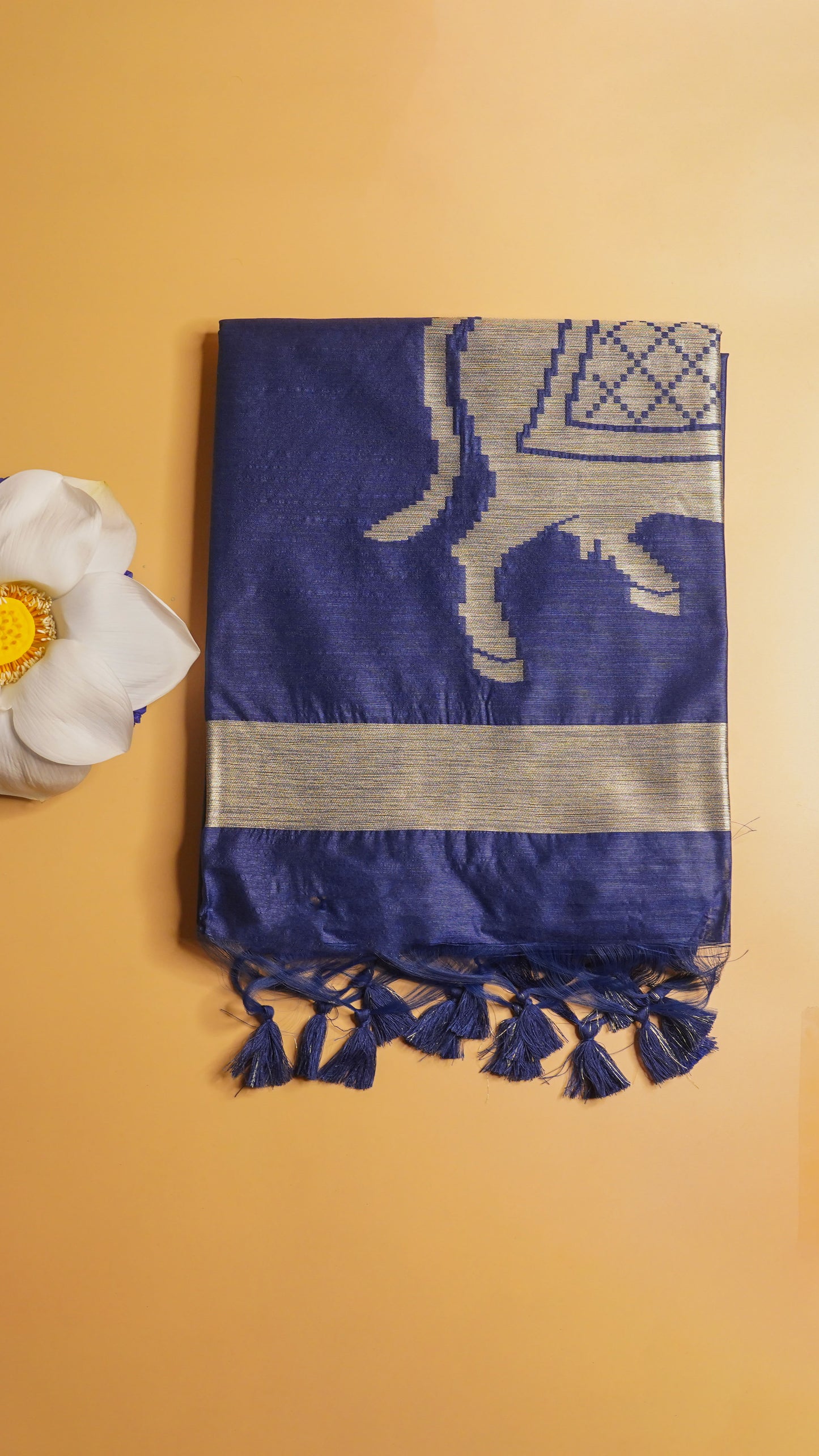 "UTSAV BANARAS 107" Banarasi Blue Raw Silk With Nandi Border Saree