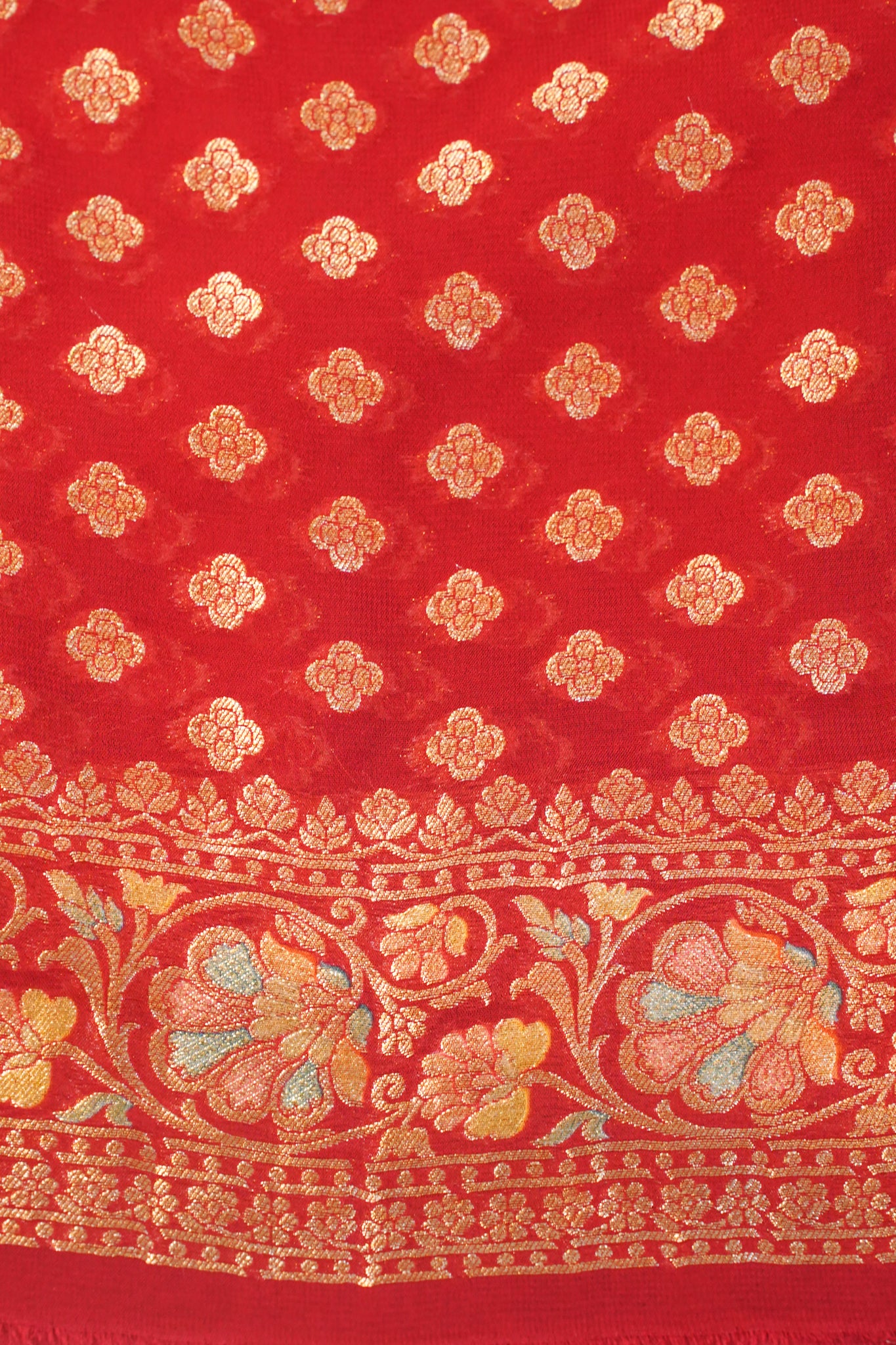 "Waah Banaras 084" Banarasi Rani Pink & Red Meenakari Pashmina Silk Saree