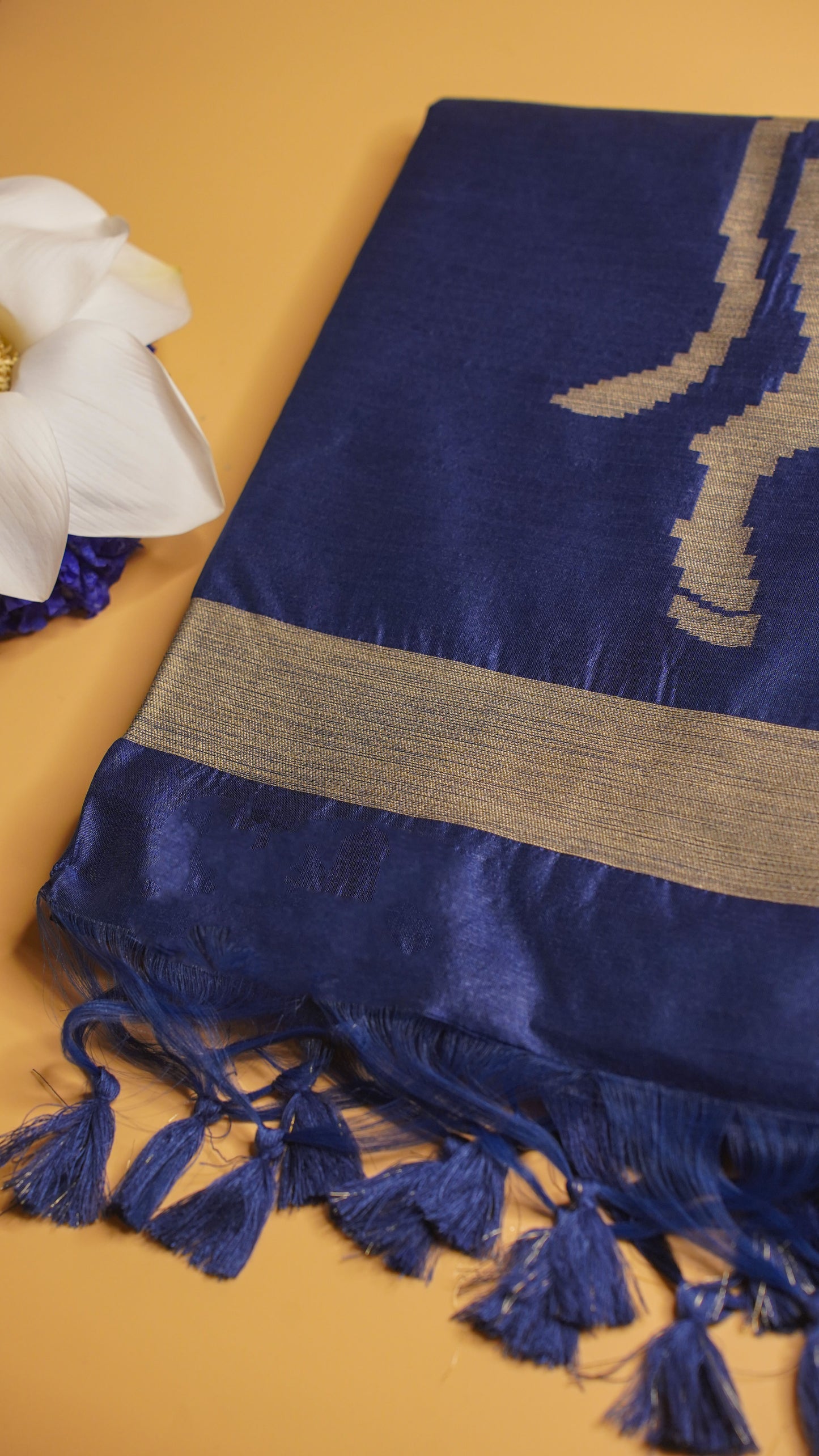 "UTSAV BANARAS 107" Banarasi Blue Raw Silk With Nandi Border Saree