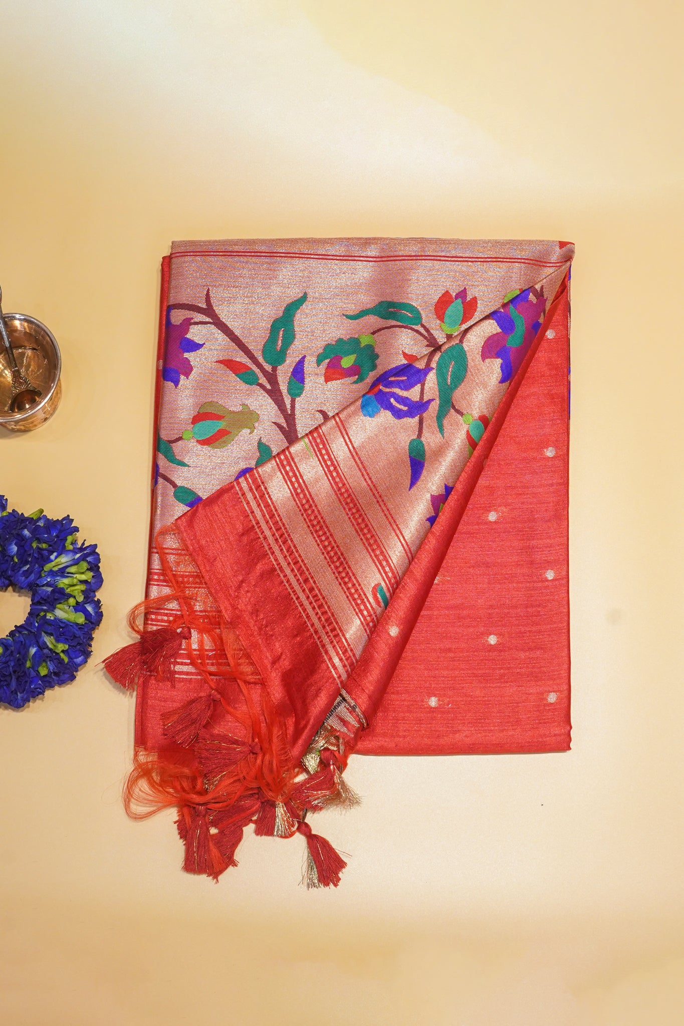 "UTSAV BANARAS 184" Banarasi Red Peacock Silk Saree