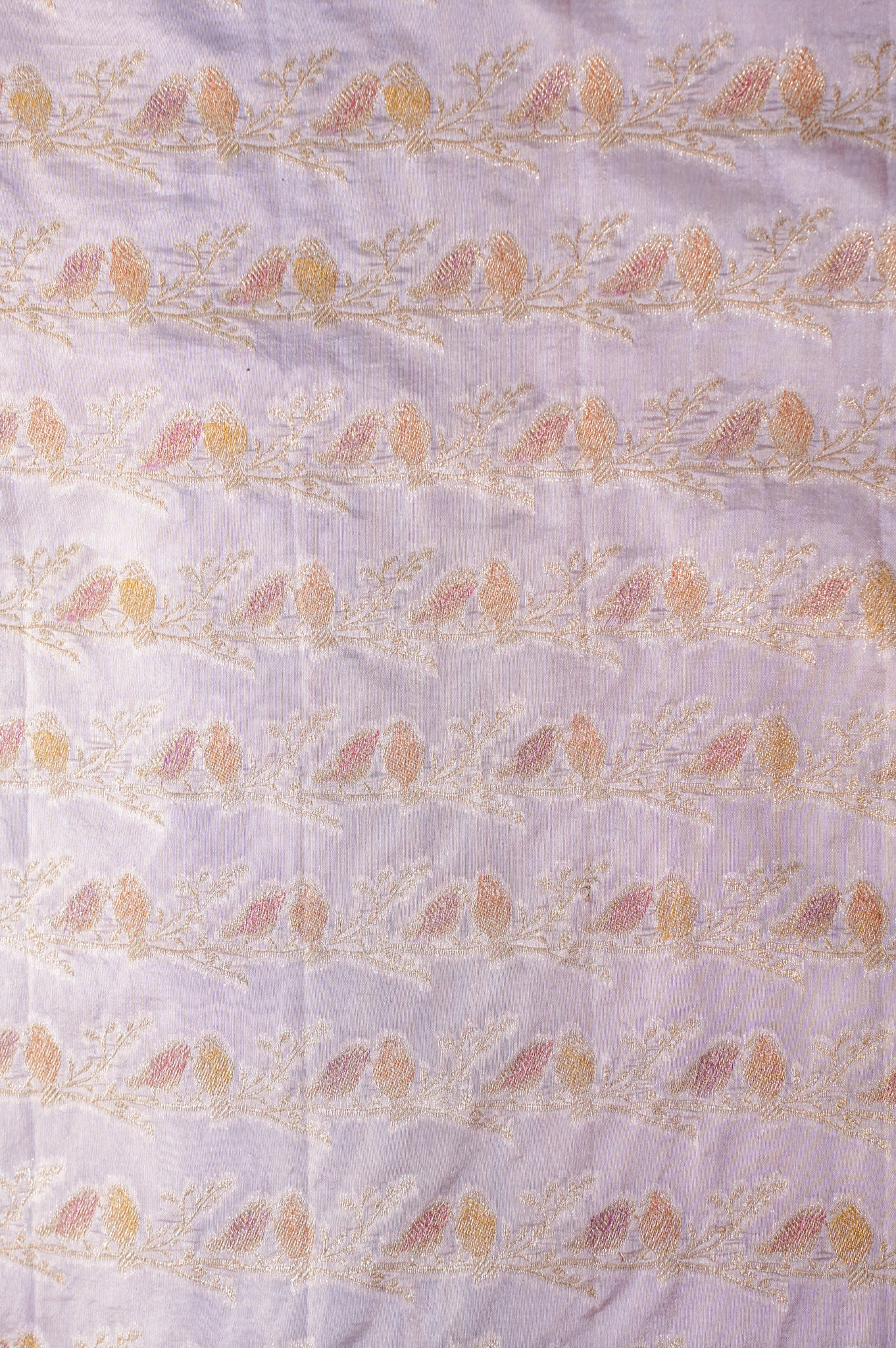 VIRASAT 342: Banarasi Baby Pink Tissue Silk Handwork Saree With Love Bord Motif