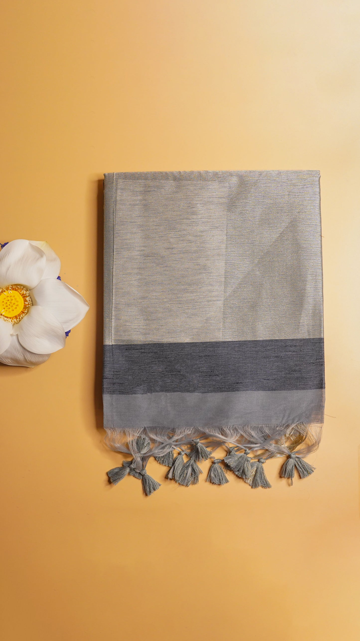 "UTSAV BANARAS 126" Banarasi Grey Linen Upada Butta Silk Saree