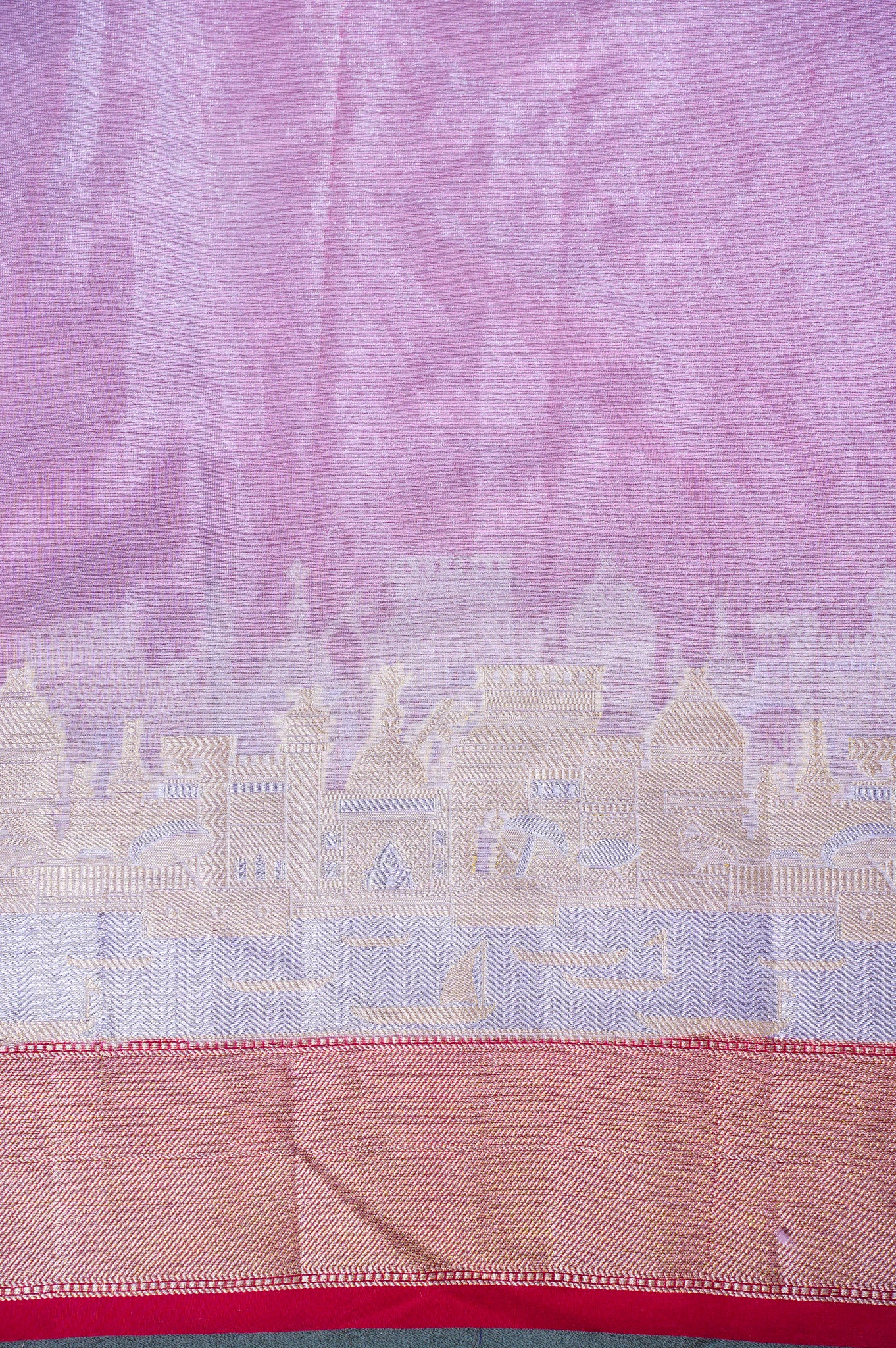"UTSAV BANARAS 003G" Banarasi White Kashi Ghat Pattern Silk Saree