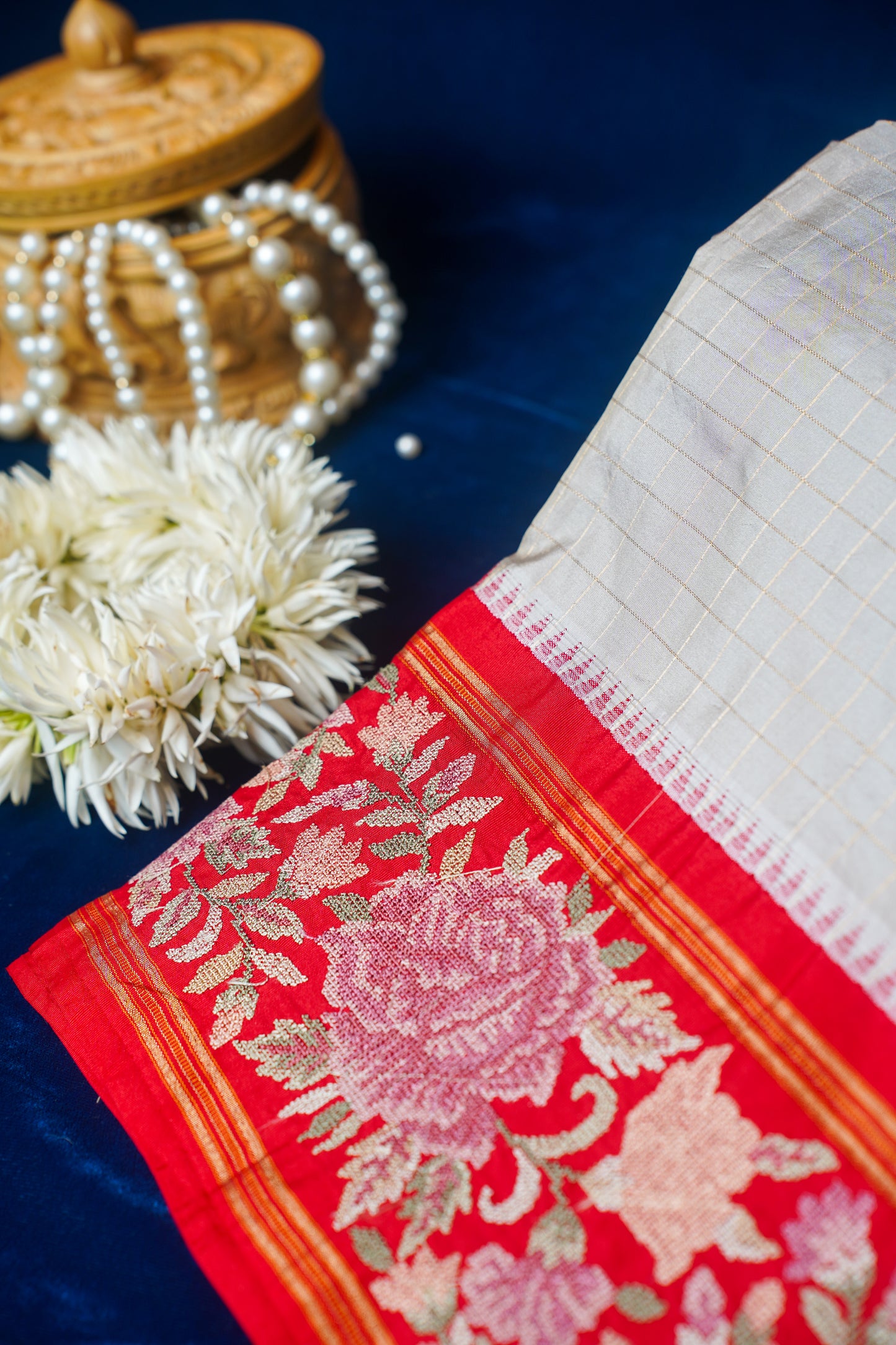 Subhadra Grey Pure Katan Silk Kanjivaram Saree