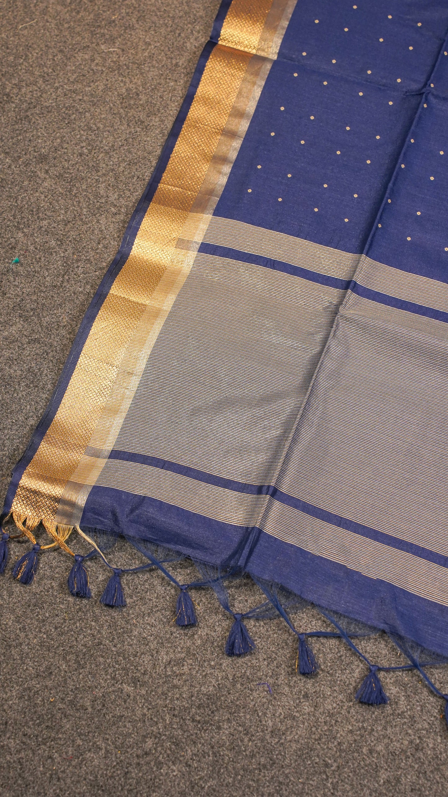 "UTSAV BANARAS 123" Banarasi Blue Raw Chanderi Buti Silk Saree