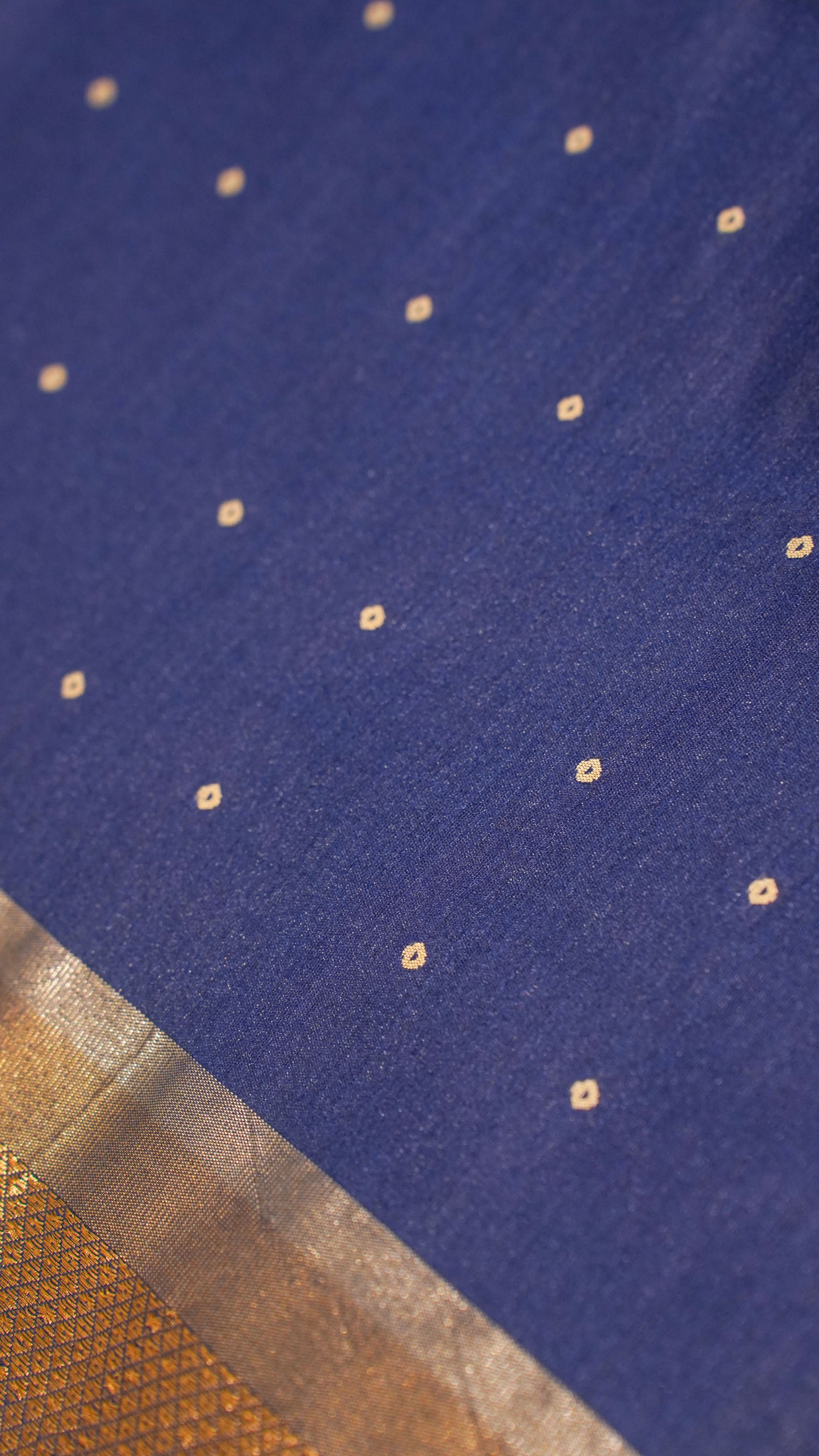 "UTSAV BANARAS 123" Banarasi Blue Raw Chanderi Buti Silk Saree