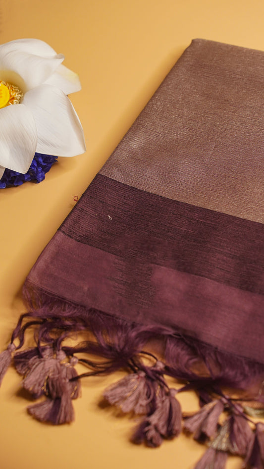 "UTSAV BANARAS 125" Banarasi Cherry Linen Upada Butta Silk Saree