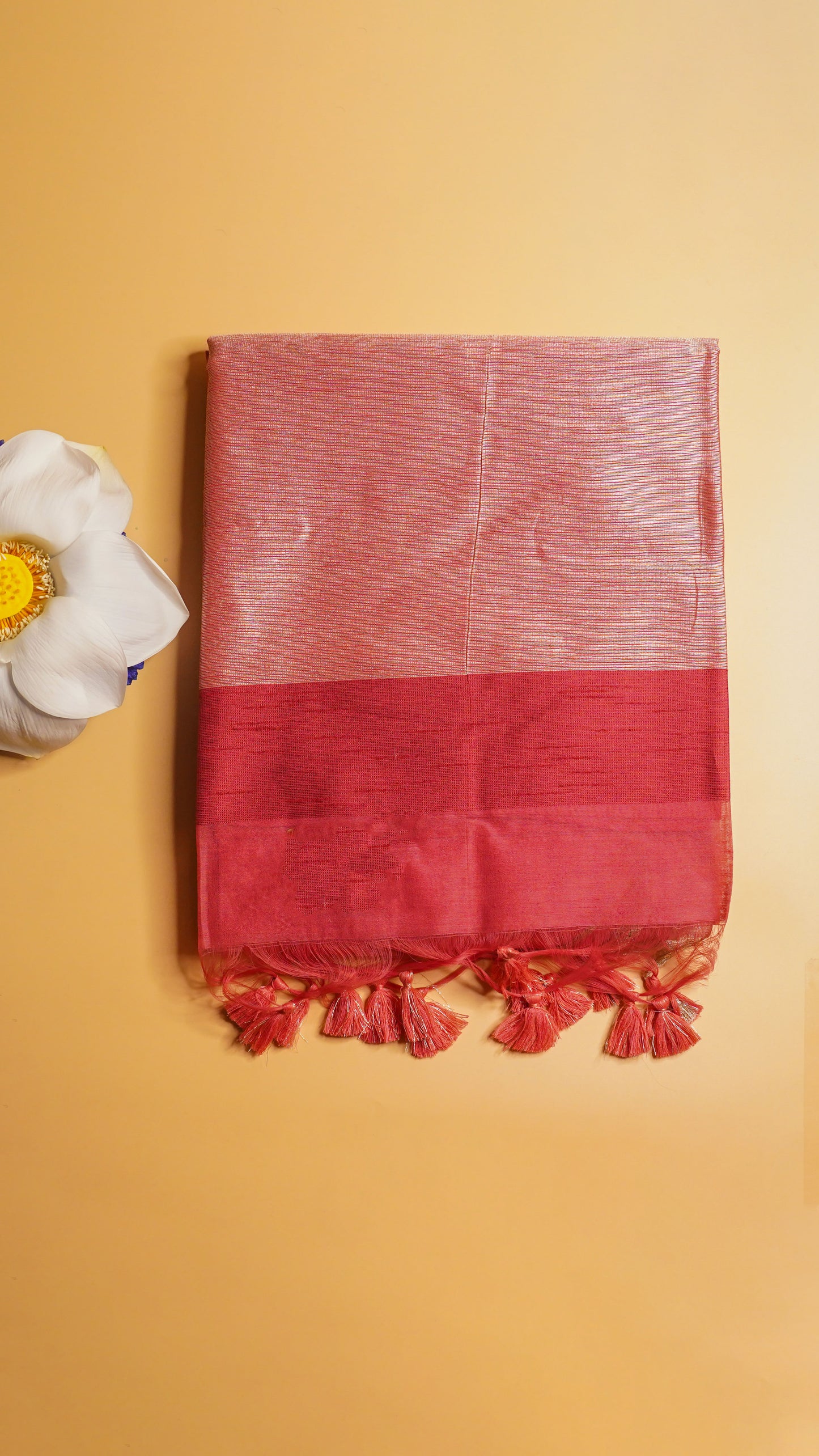 "UTSAV BANARAS 127" Banarasi Red Linen Upada Butta Silk Saree