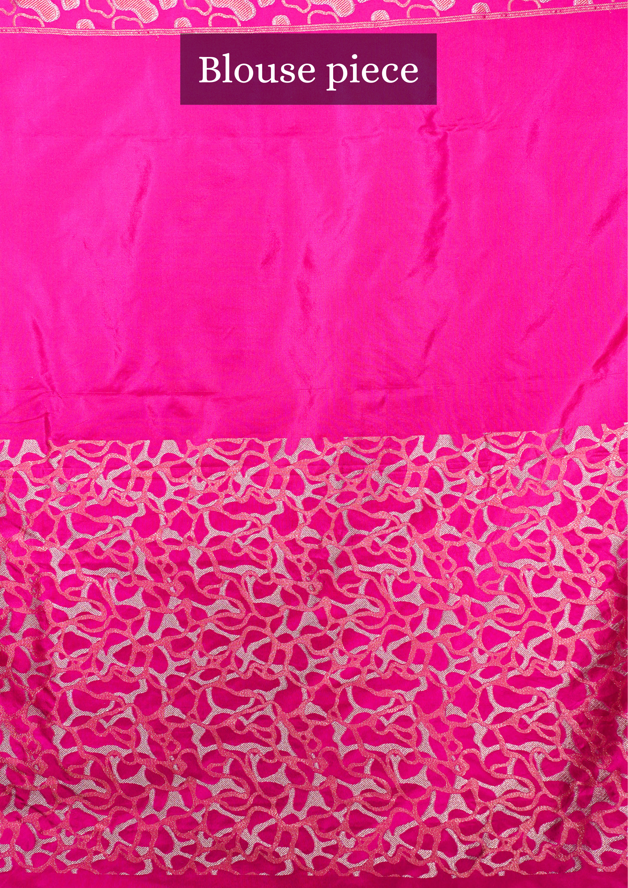 FOUNDER CHOICE 048: Exquisite Vibrant Pink Pure Handloom Katan Silk Saree with Abstract Gold & Silver Zari Artistry