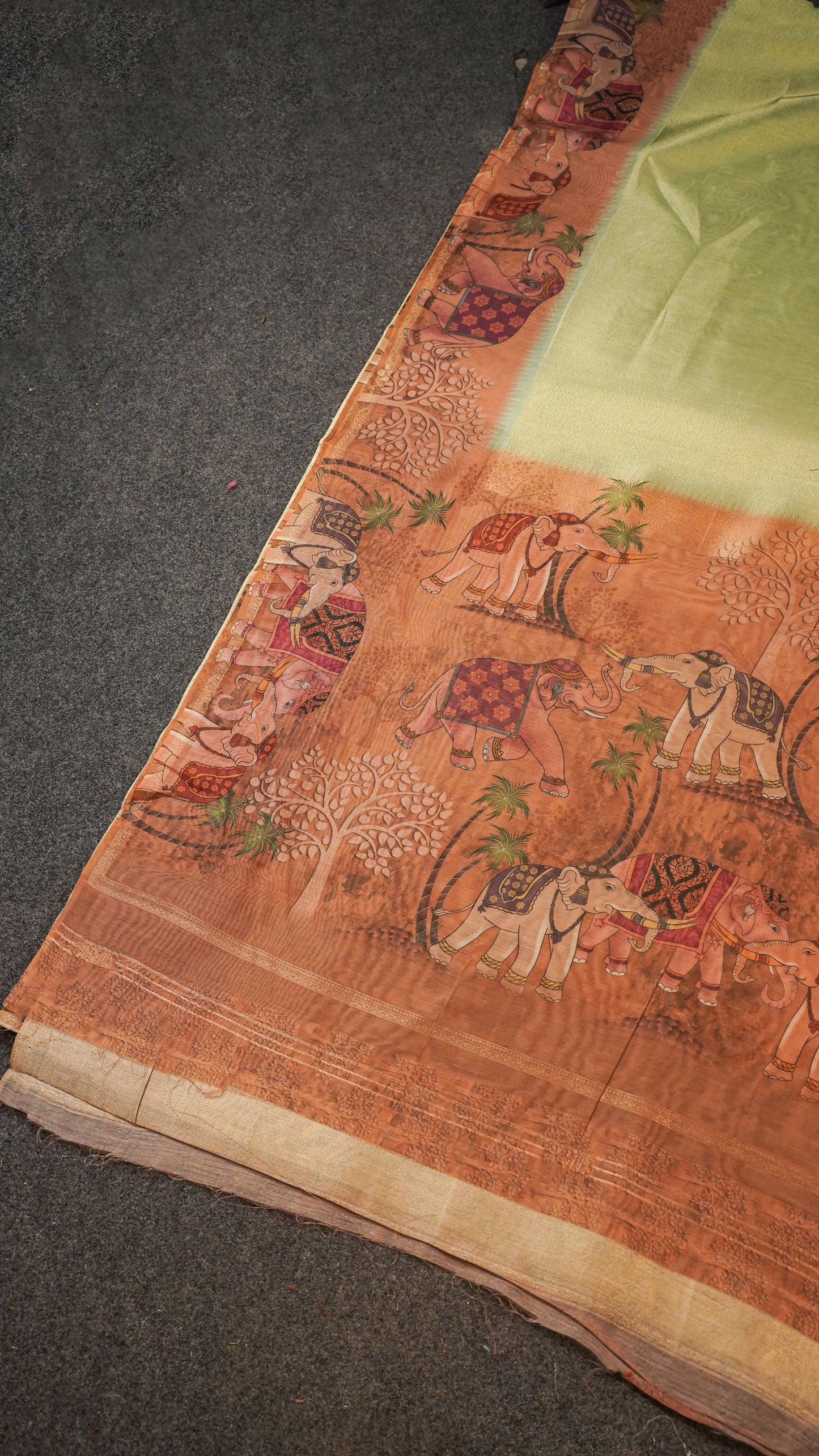 "UTSAV BANARAS 152" Banarasi Green Tissue Cotton Silk Saree