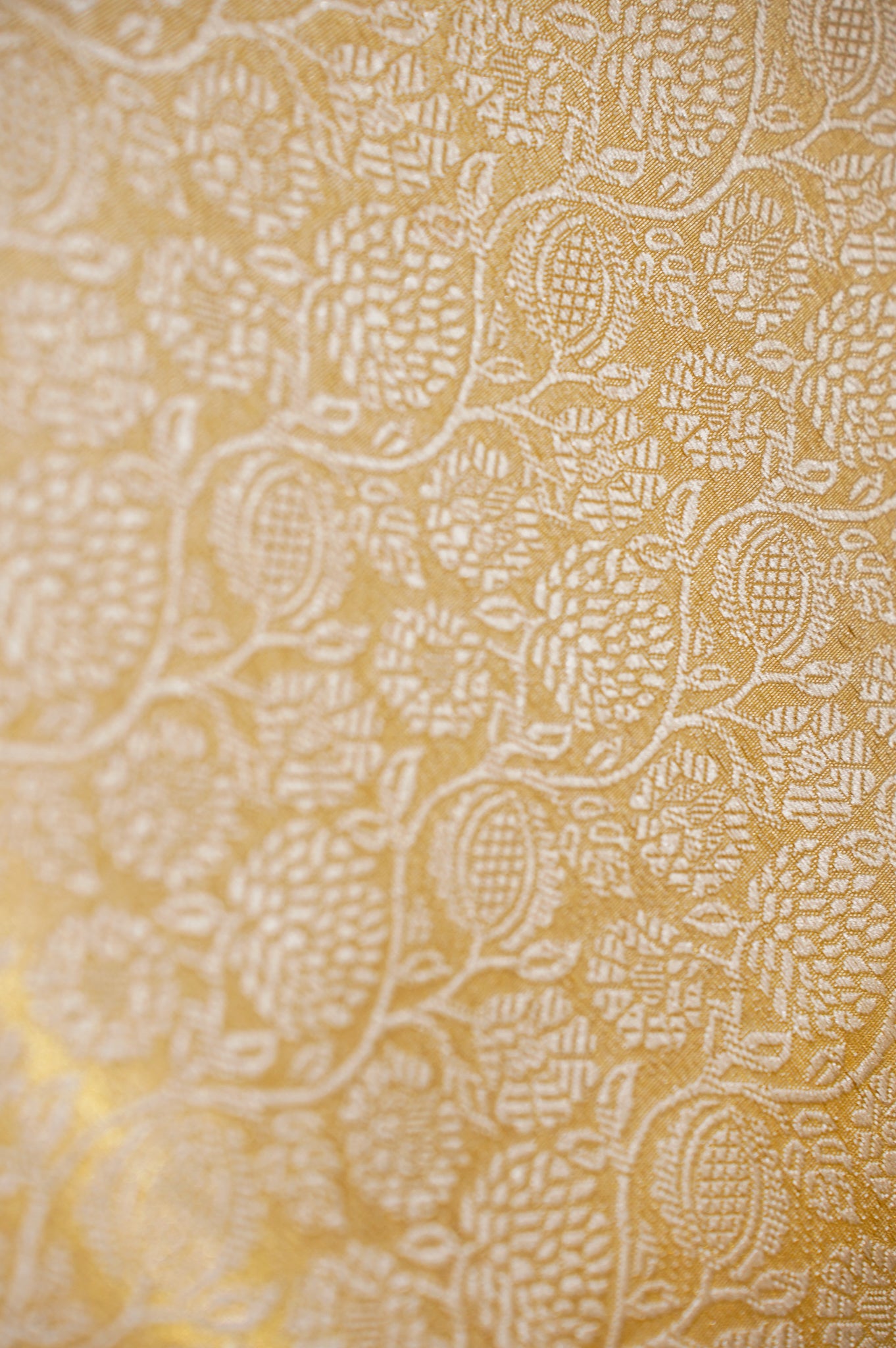 UTSAV BANARAS 268 Mustard Yellow Brocade Silk Saree with Floral Jaal & Zari Triangle Palla