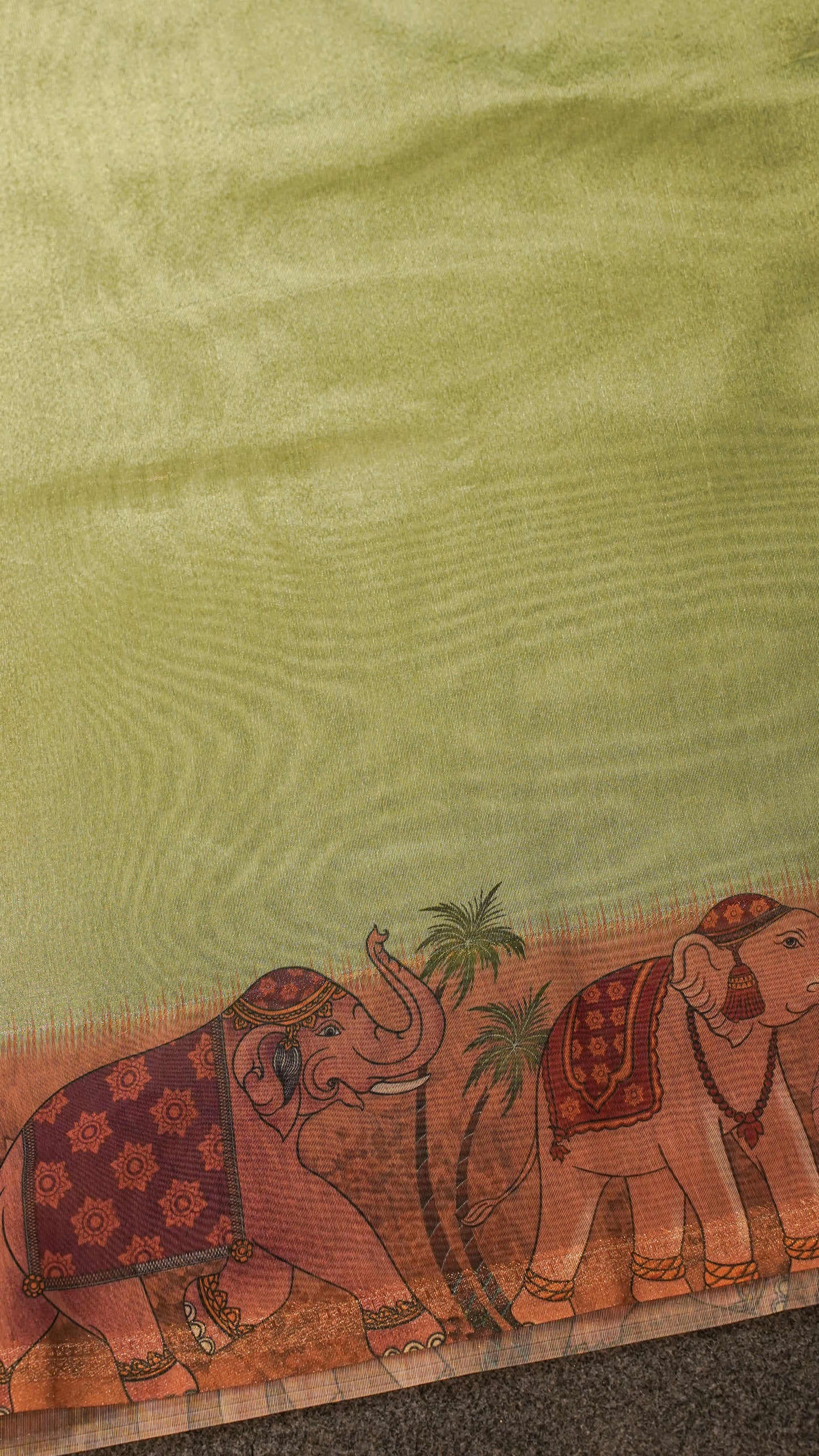 "UTSAV BANARAS 152" Banarasi Green Tissue Cotton Silk Saree