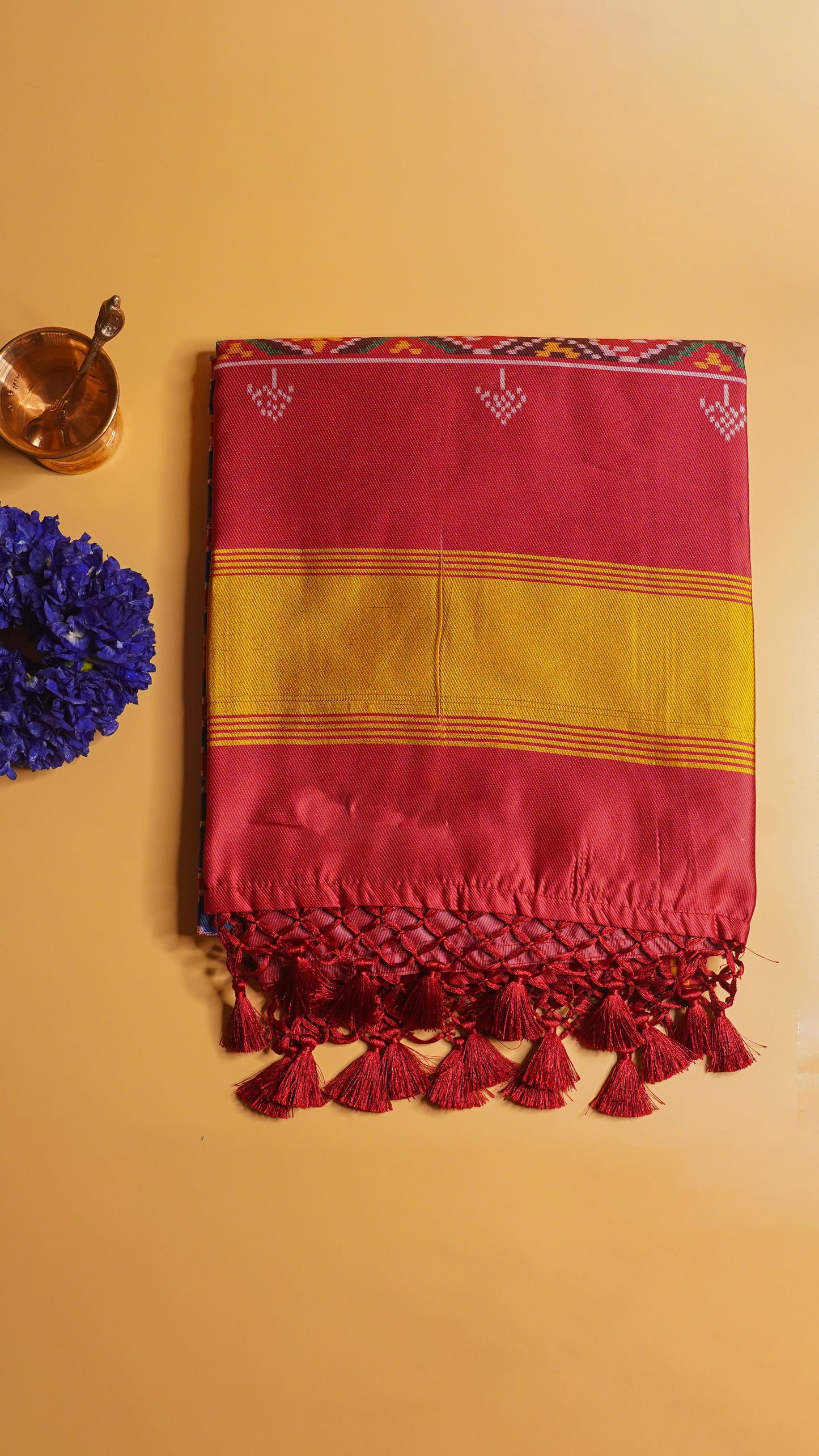 "UTSAV BANARAS 106" Banaras Glossy Maroon Patola Silk Saree