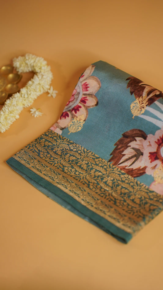 Rangrasiya "Pure Mango Raw Silk With Pure Zari Kadwa Work In Vibrant Color Fusion"